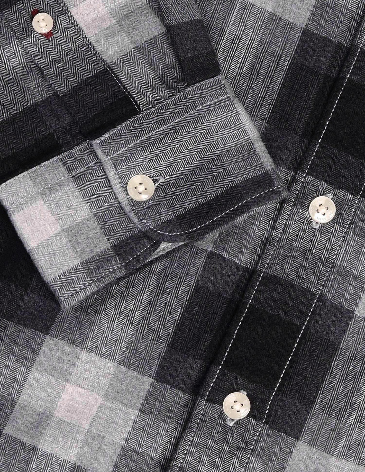 Tartan Checked Herringbone Shirt Grey - U.S. POLO ASSN. | Large