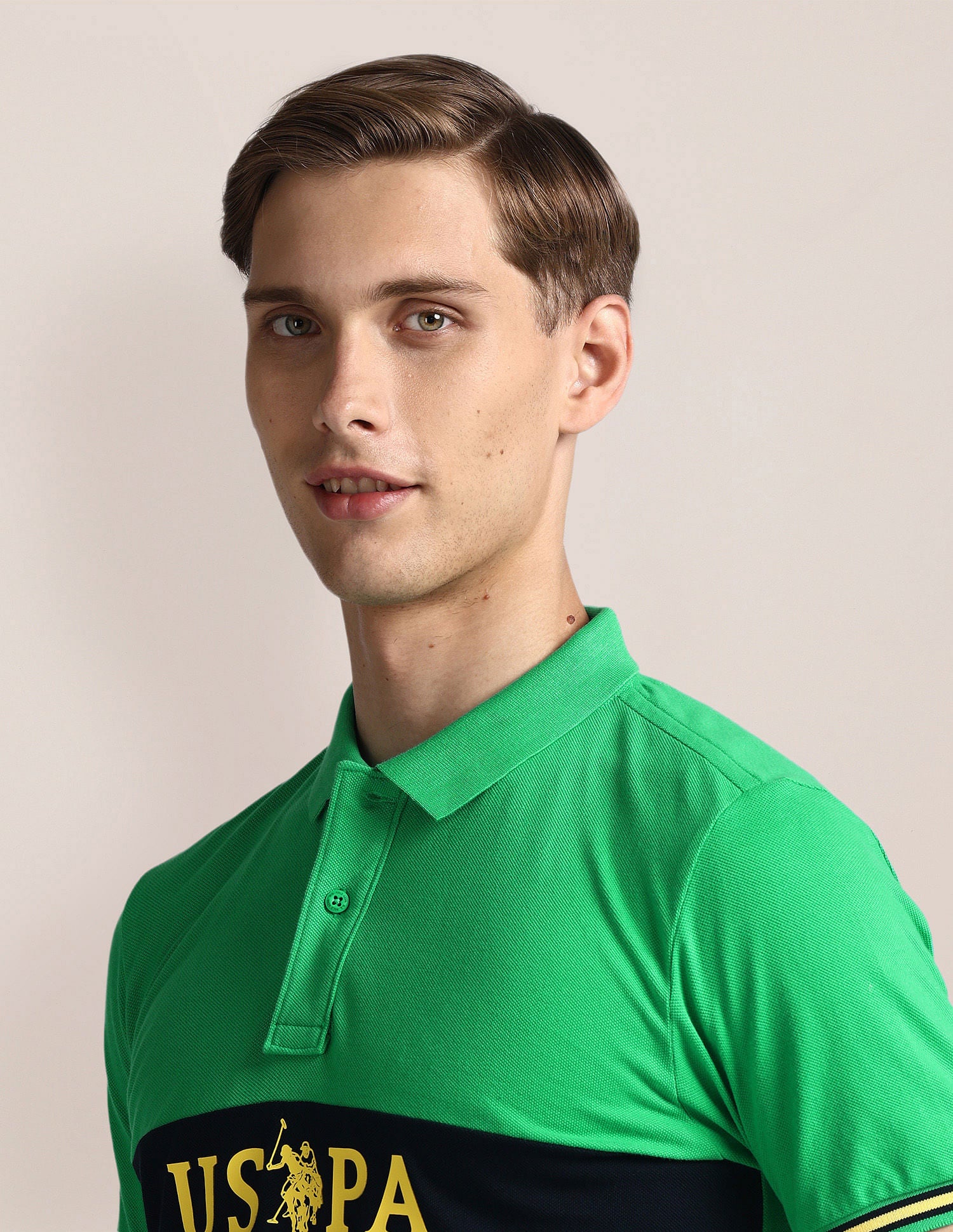 Brand Print Slim Fit Polo Shirt Green - U.S. Polo Assn. India | Large