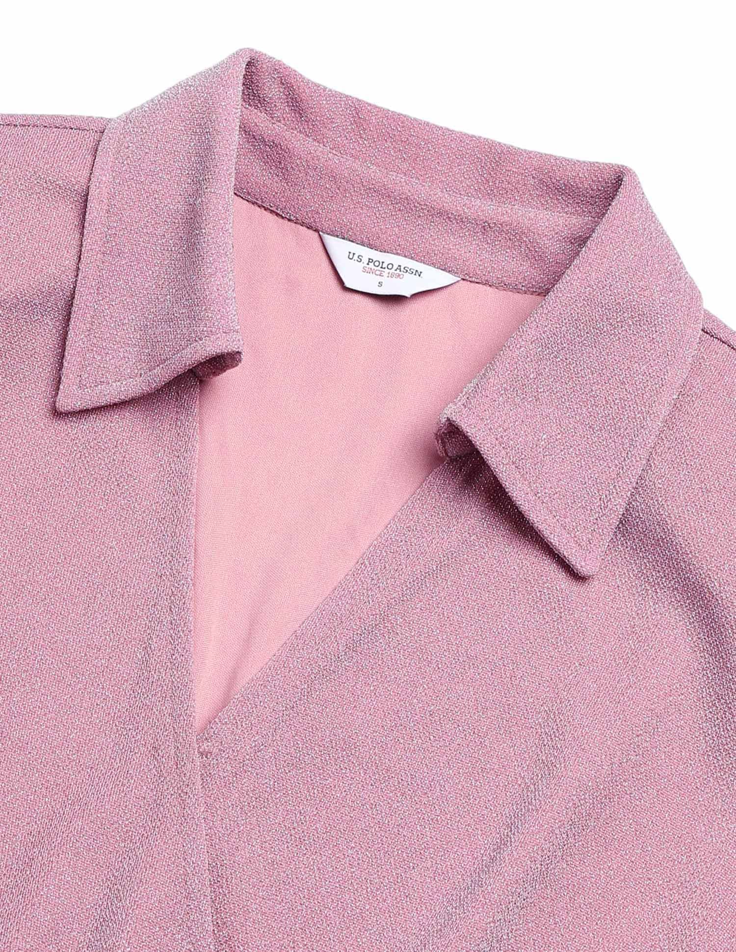 Faux Wrap Shimmer Dress Pink - U.S. POLO ASSN. | Large