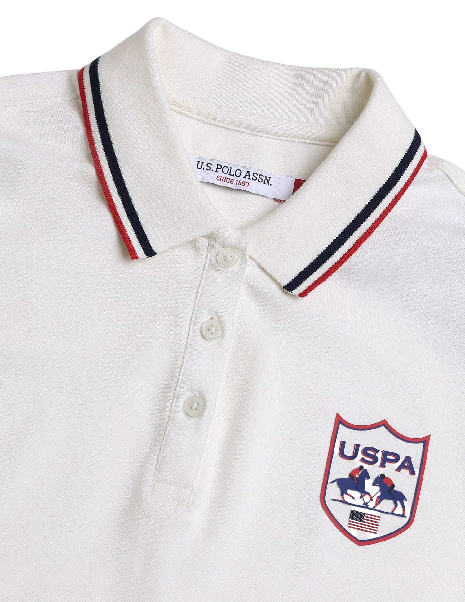 Regular Fit Solid Polo Shirt White - U.S. Polo Assn. India | Large
