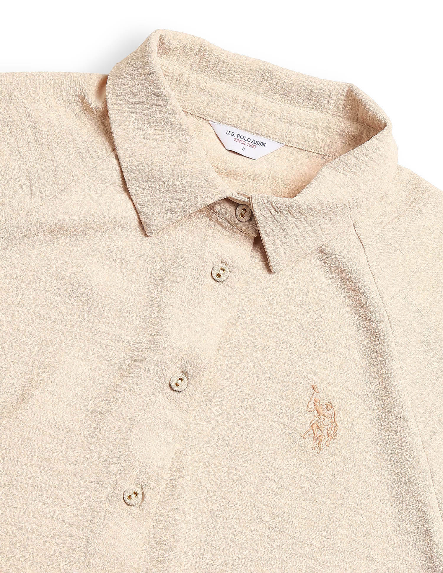 Solid Regular Fit Shirt Beige - U.S. Polo Assn. India | Large