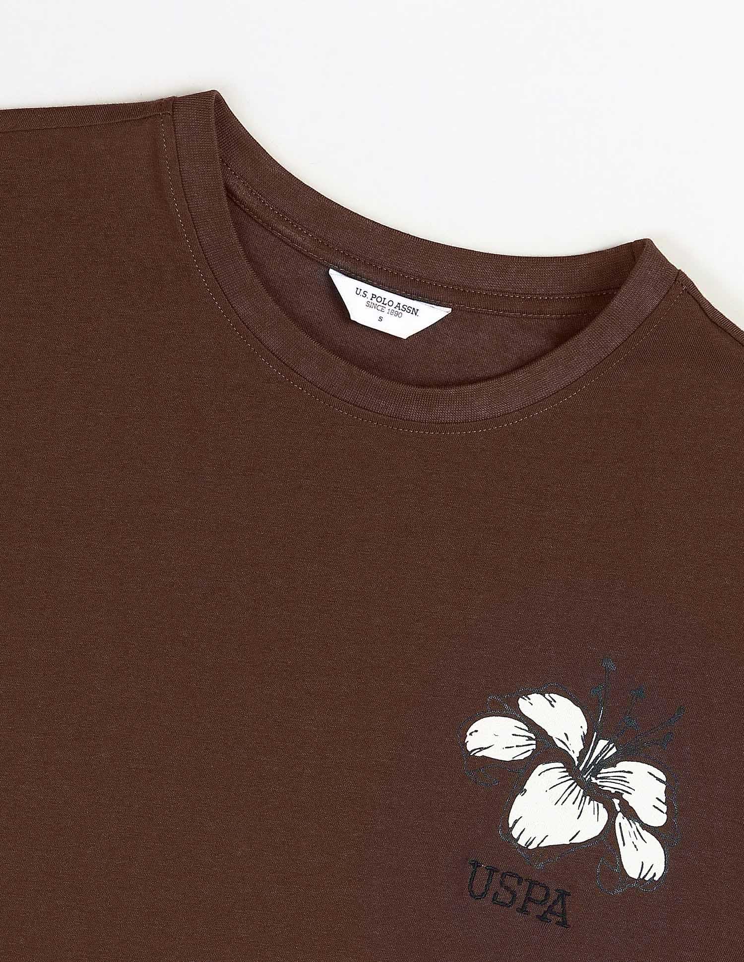 Oversized Fit Floral Printed T-Shirt Light Brown - U.S. Polo Assn. India | Large