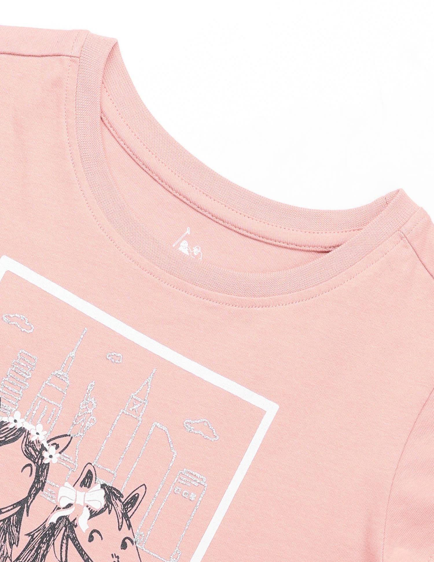 Girls Graphic Printed Regular Fit T-Shirt Light Coral - U.S. POLO ASSN. | Large