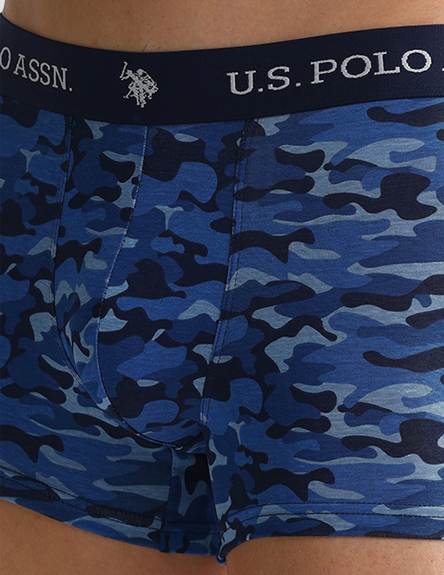 Elastic Waistband Ribbed Solid OET10 Trunks - Pack Of 2 Camo Navy and Navy - U.S. POLO ASSN. | Large