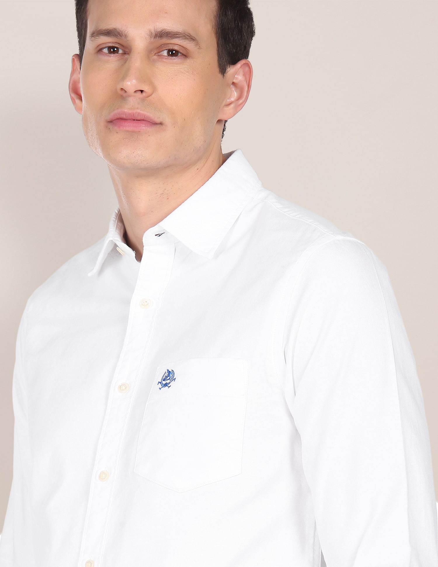 Rounded Cuff Solid Casual Shirt White - U.S. POLO ASSN. | Large