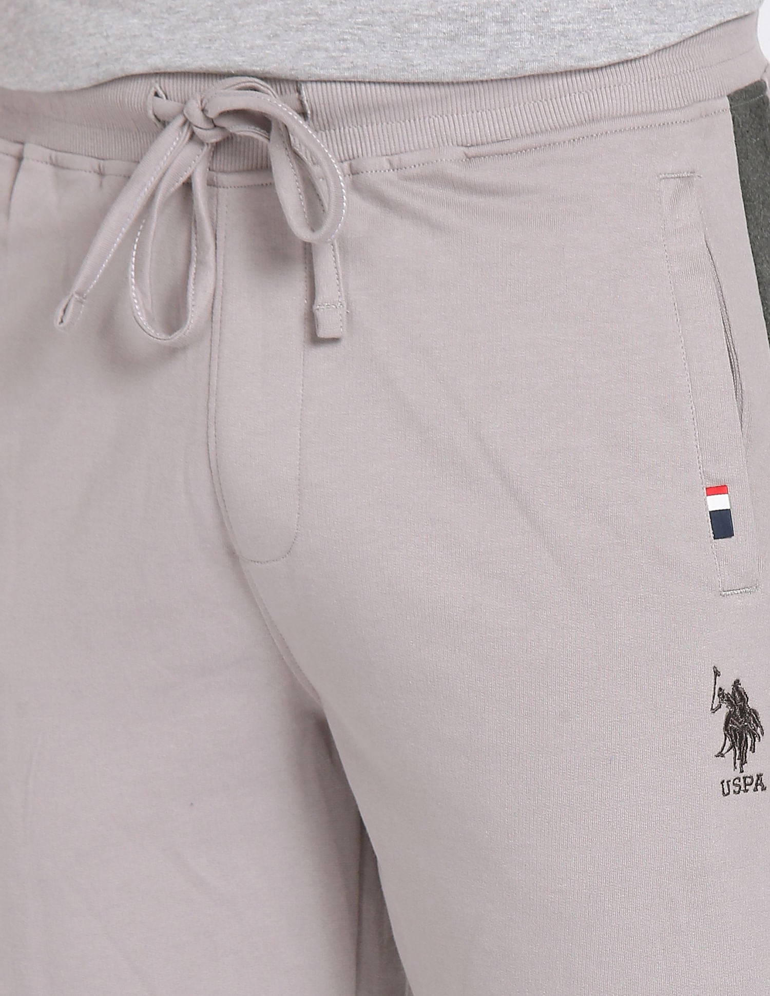 Contrast Panel Tapered OJ001 Lounge Joggers - Pack Of 1 Ash - U.S. POLO ASSN. | Large