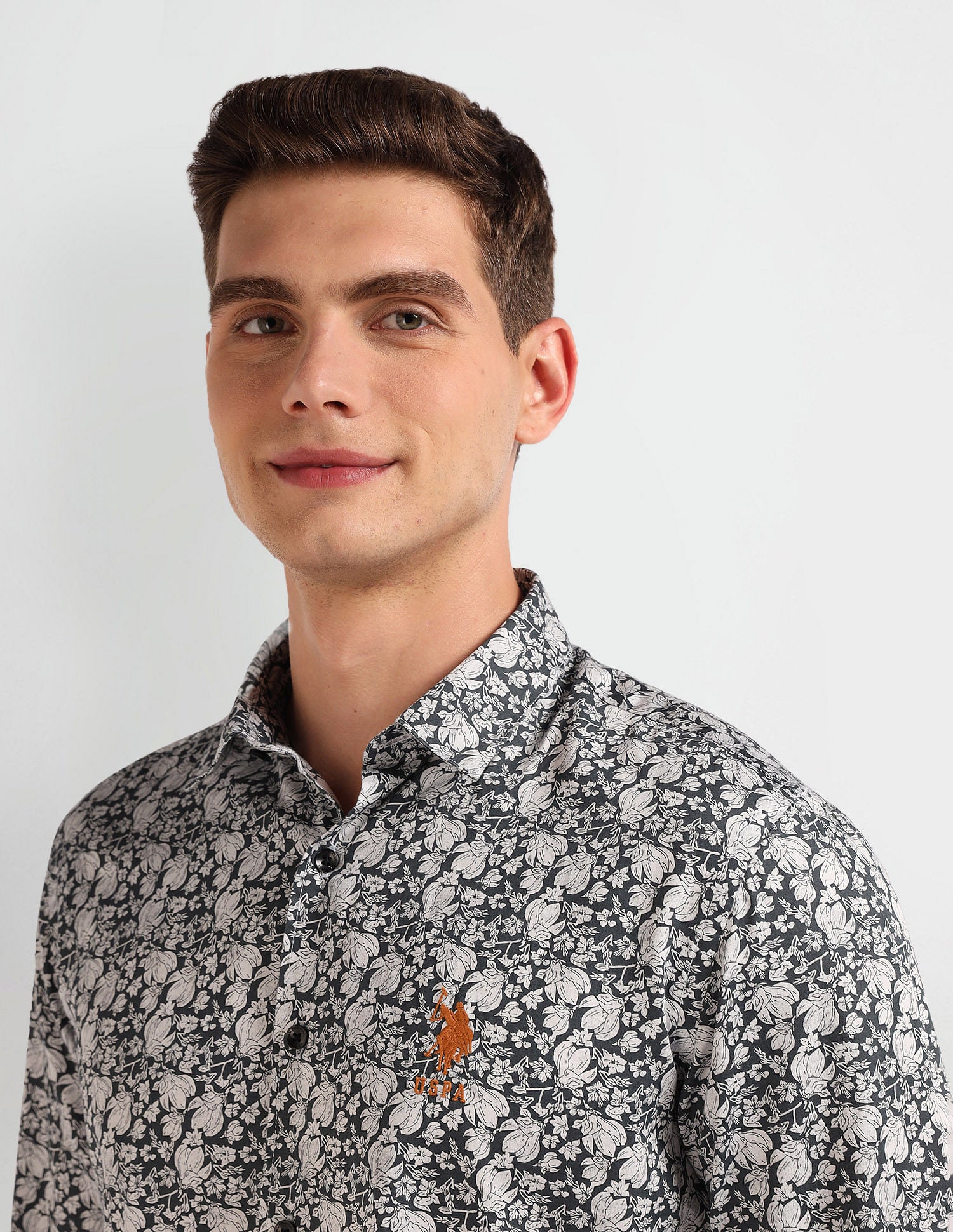 Floral Print Slim Fit Shirt Navy - U.S. POLO ASSN. | Large