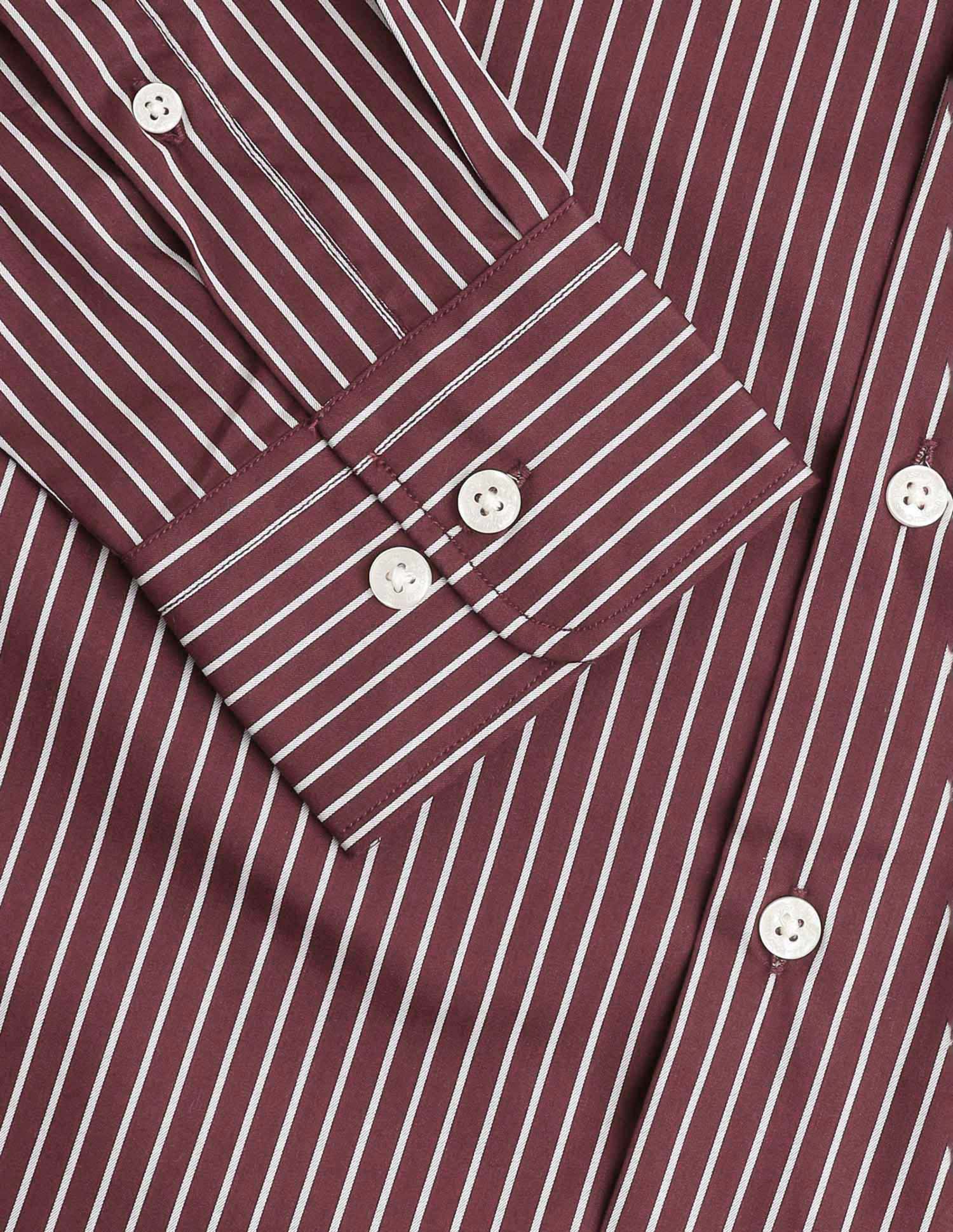 Vertical Striped Tailored Fit Shirt Burgundy - U.S. Polo Assn. India | Large