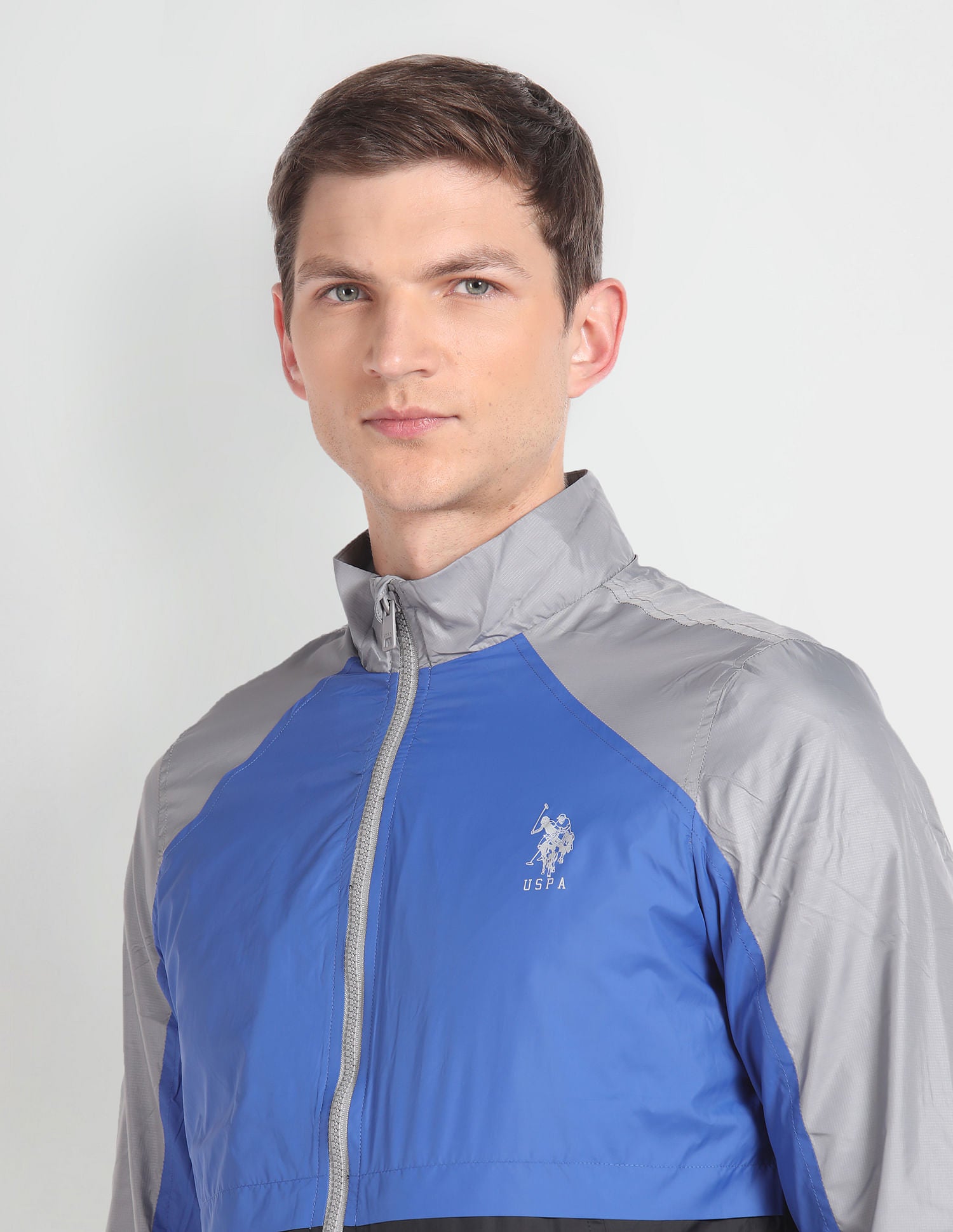 Colour Block Windcheater Jacket Black and Blue - U.S. POLO ASSN. | Large