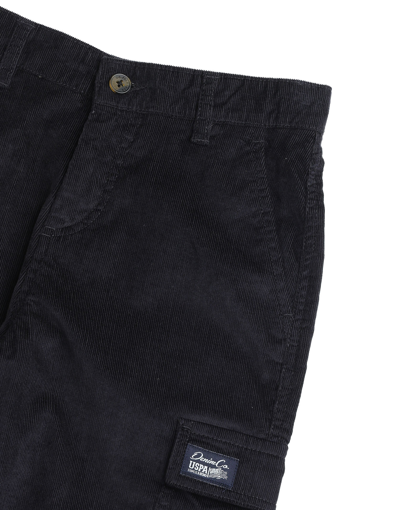 Boys Corduroy Relaxed Fit Cargo Trousers Navy - U.S. Polo Assn. India | Large