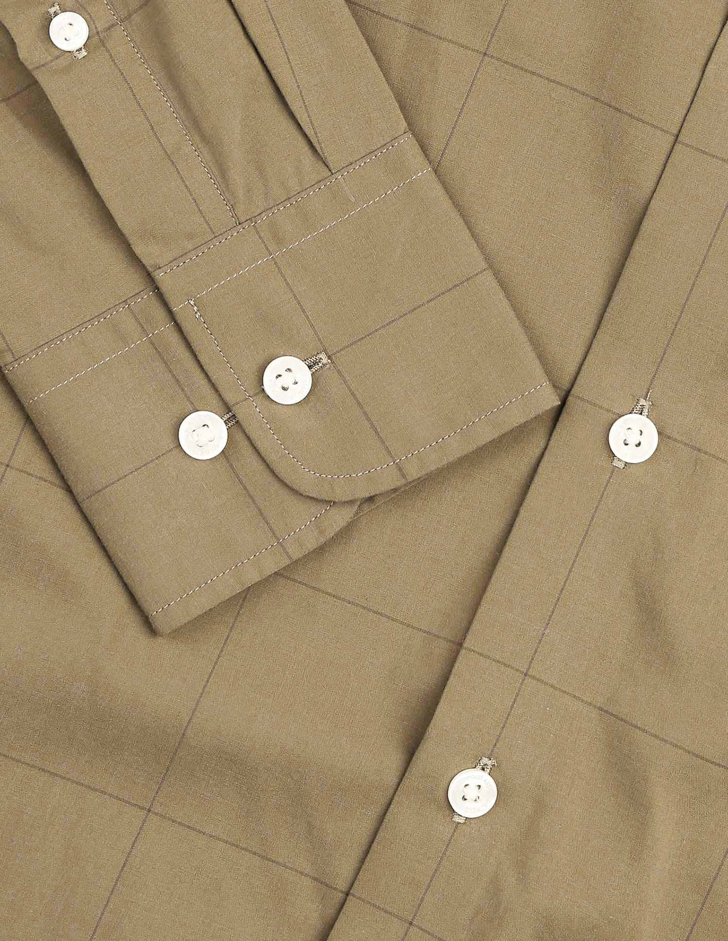 Windowpane Checked Tailored Fit Shirt Brown - U.S. POLO ASSN. | Large