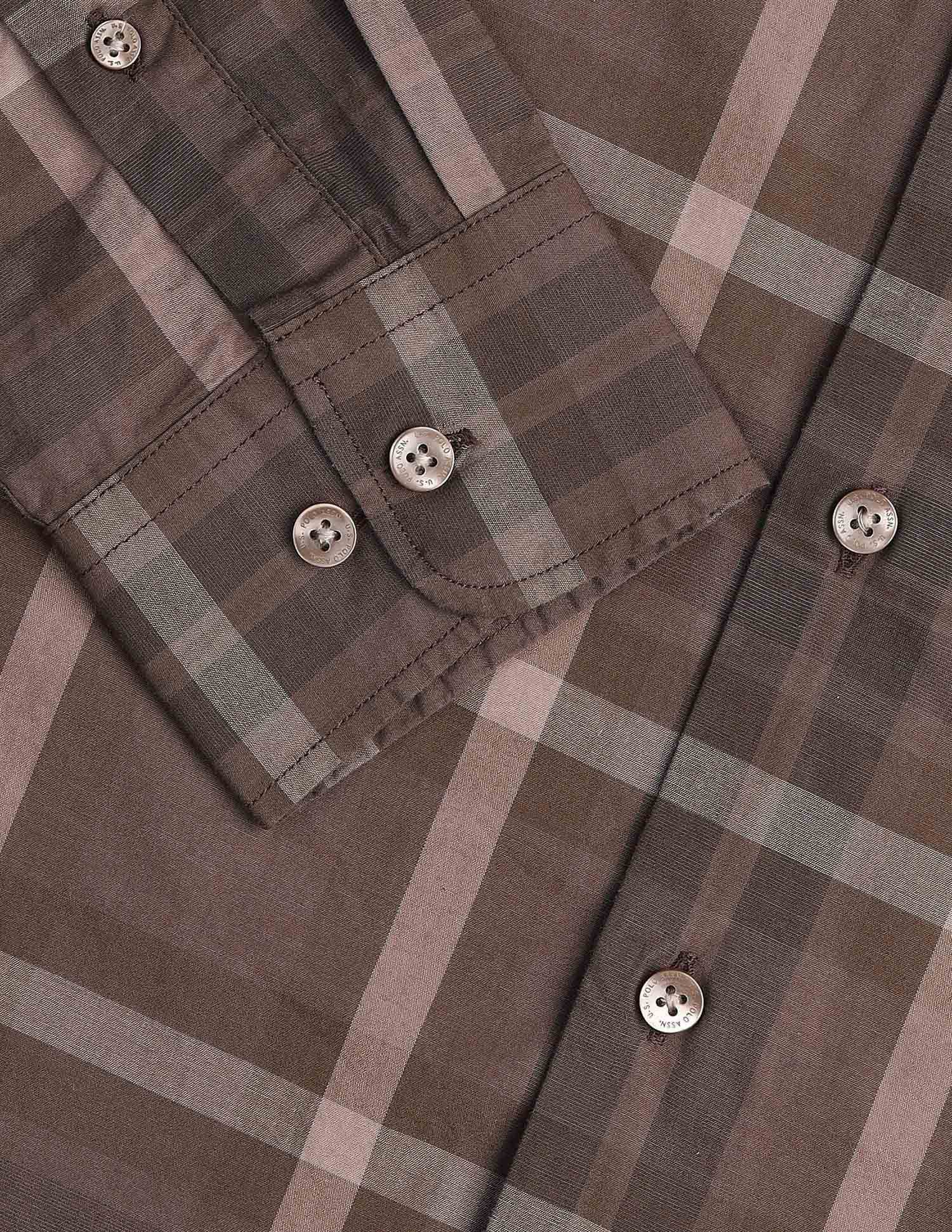 Plaid Checked Tailored Fit Shirt Light Brown - U.S. Polo Assn. India | Large