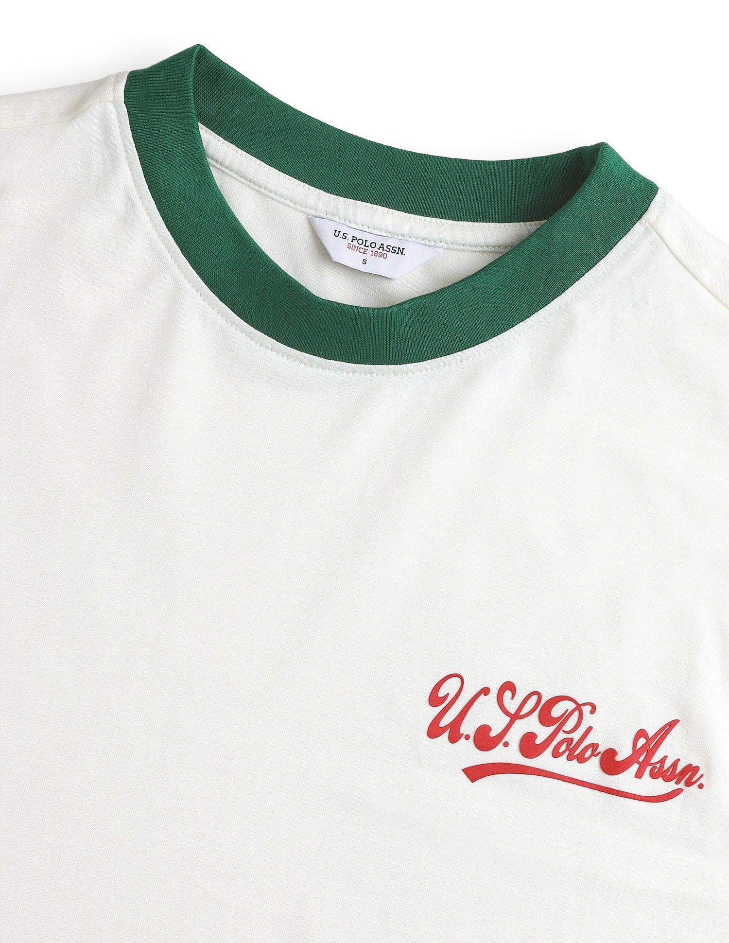 Solid Varsity Boxy Fit T-Shirt Off White - U.S. Polo Assn. India | Large