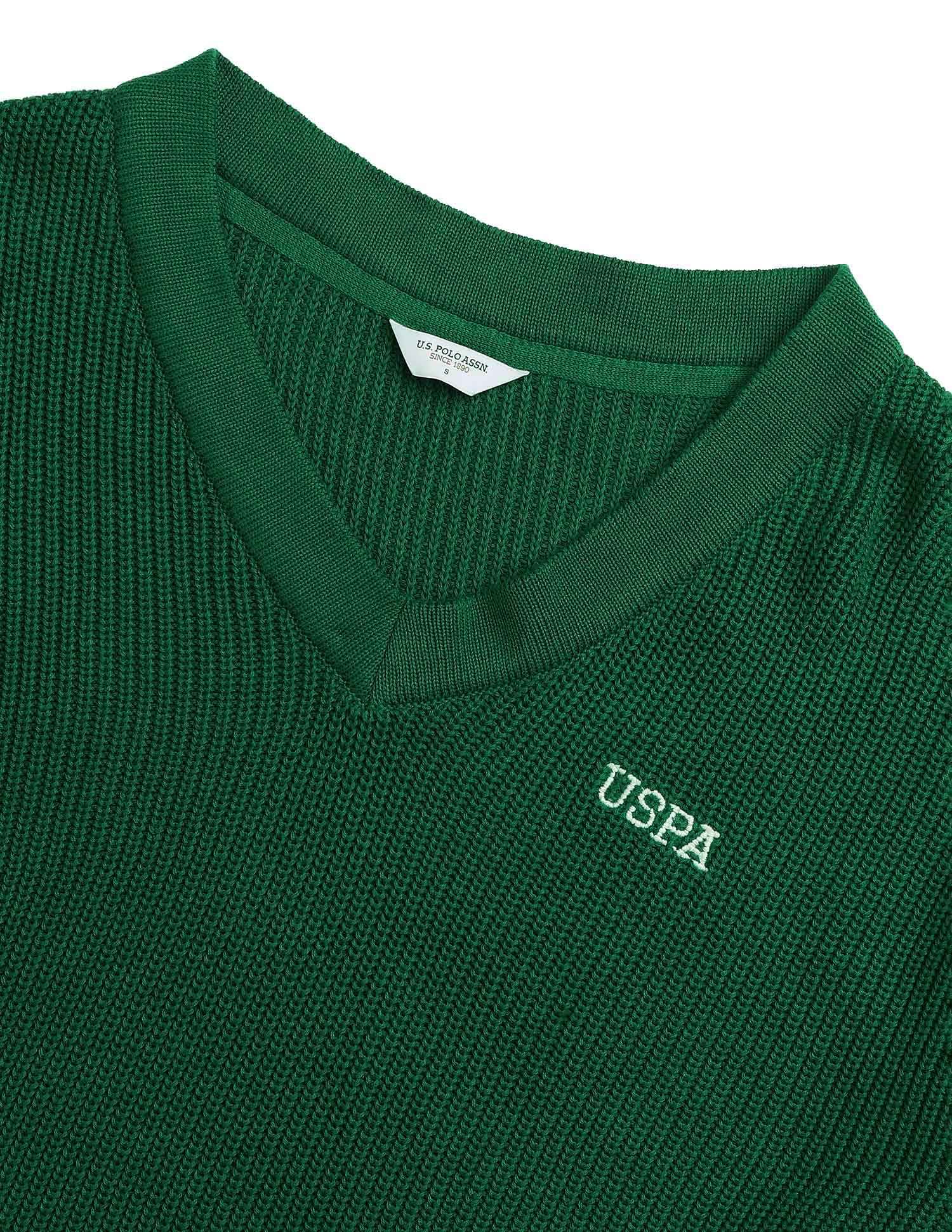 Drop Shoulder Fit Solid Sweater Green - U.S. POLO ASSN. | Large