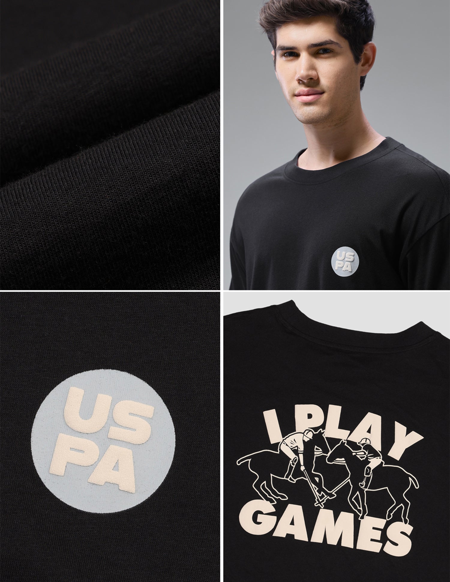Graphic Printed Oversized Fit Loungewear T-Shirt Black - U.S. Polo Assn. India | Large