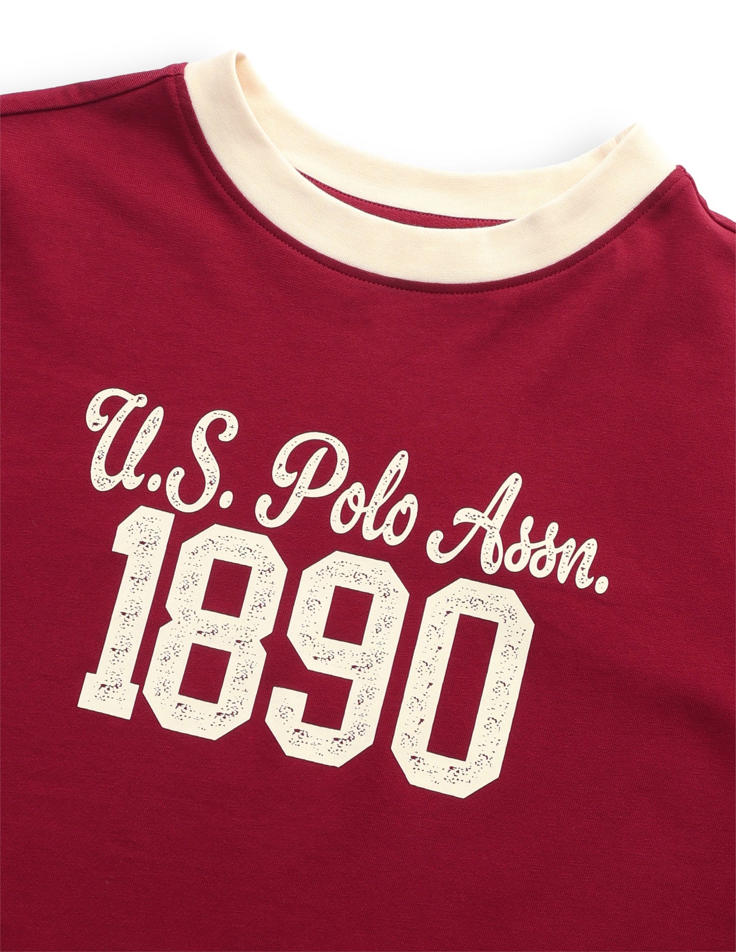 Typographic Brand Printed Boxy Fit T-Shirt Red - U.S. Polo Assn. India | Large