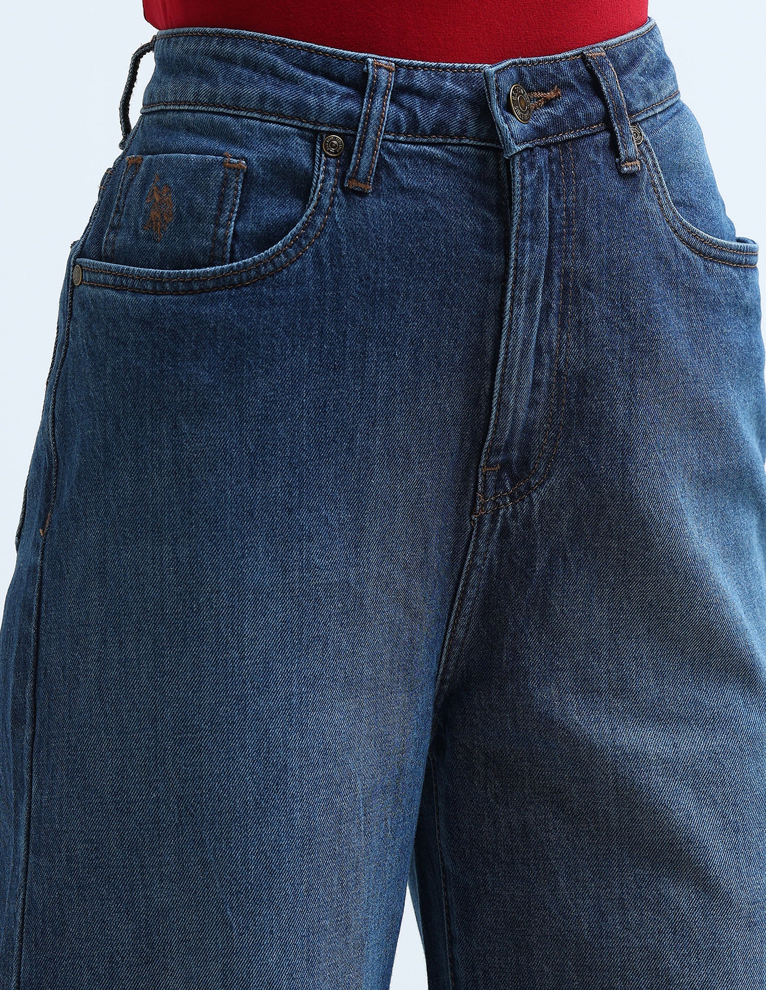 High Rise Wide Leg Jeans Blue - U.S. Polo Assn. India | Large
