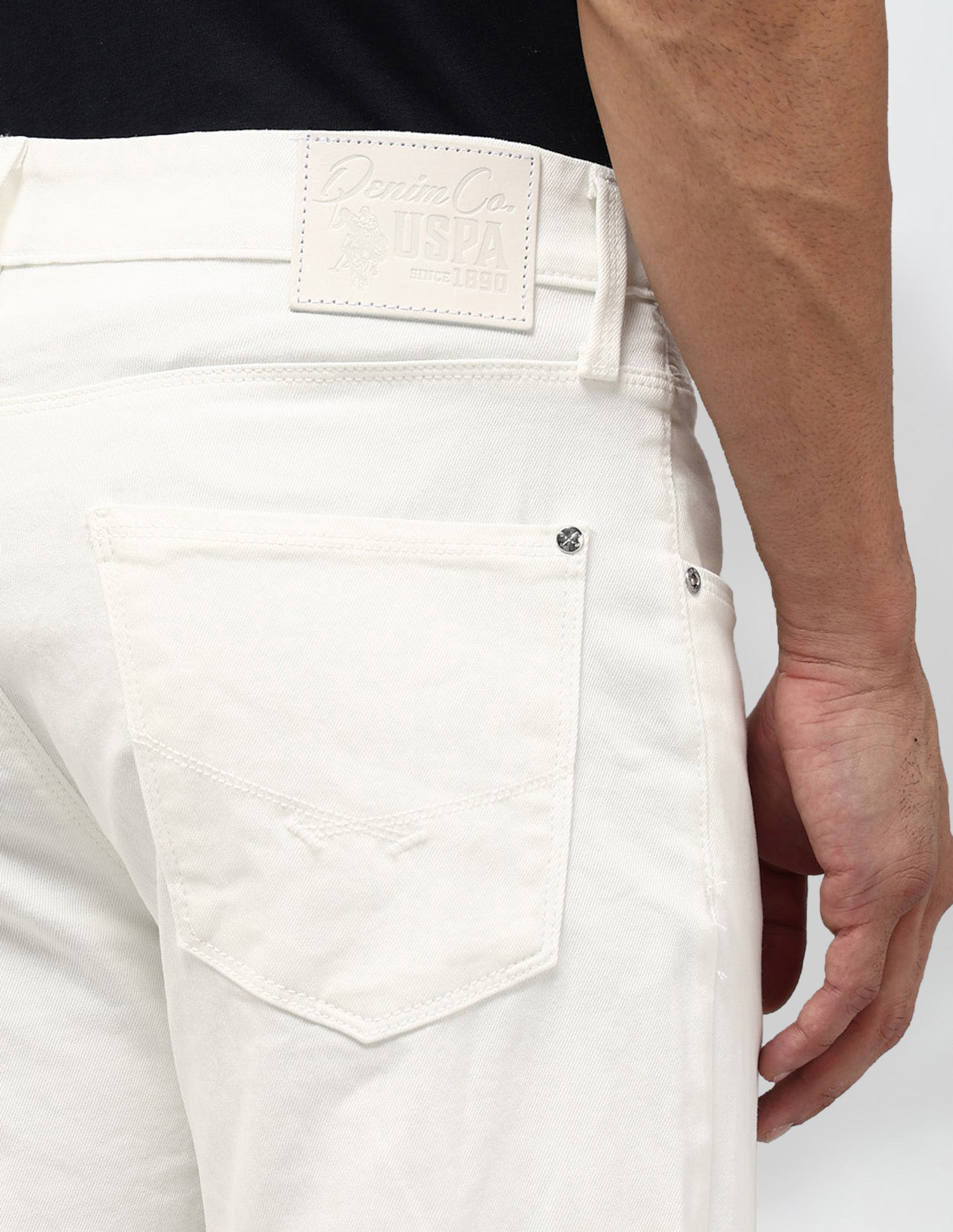 Harold Slim Straight Fit White Jeans White - U.S. POLO ASSN. | Large