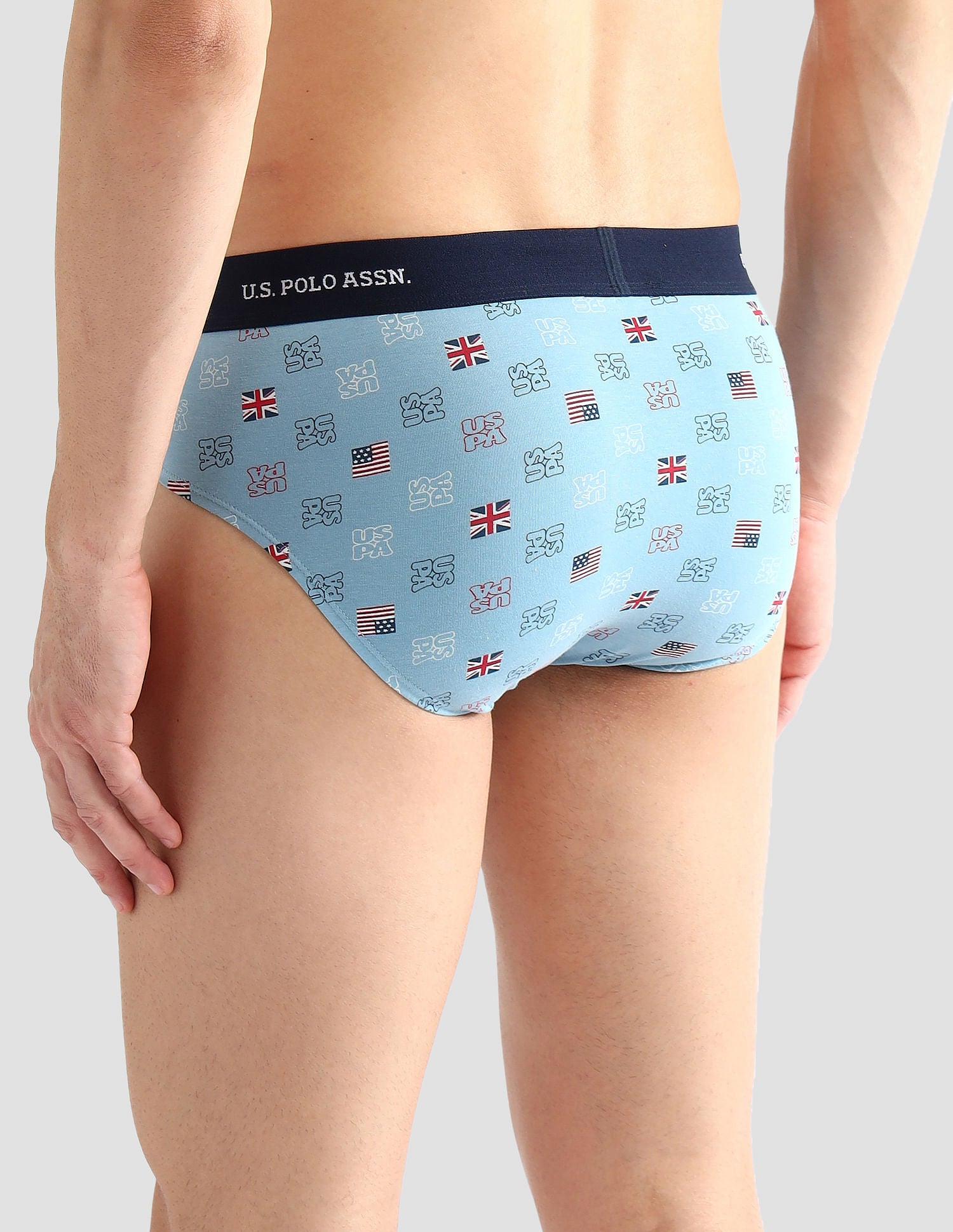 Elasticized Waist Solid OEB14 Briefs - Pack Of 3 White, White and Light Blue - U.S. POLO ASSN. | Large