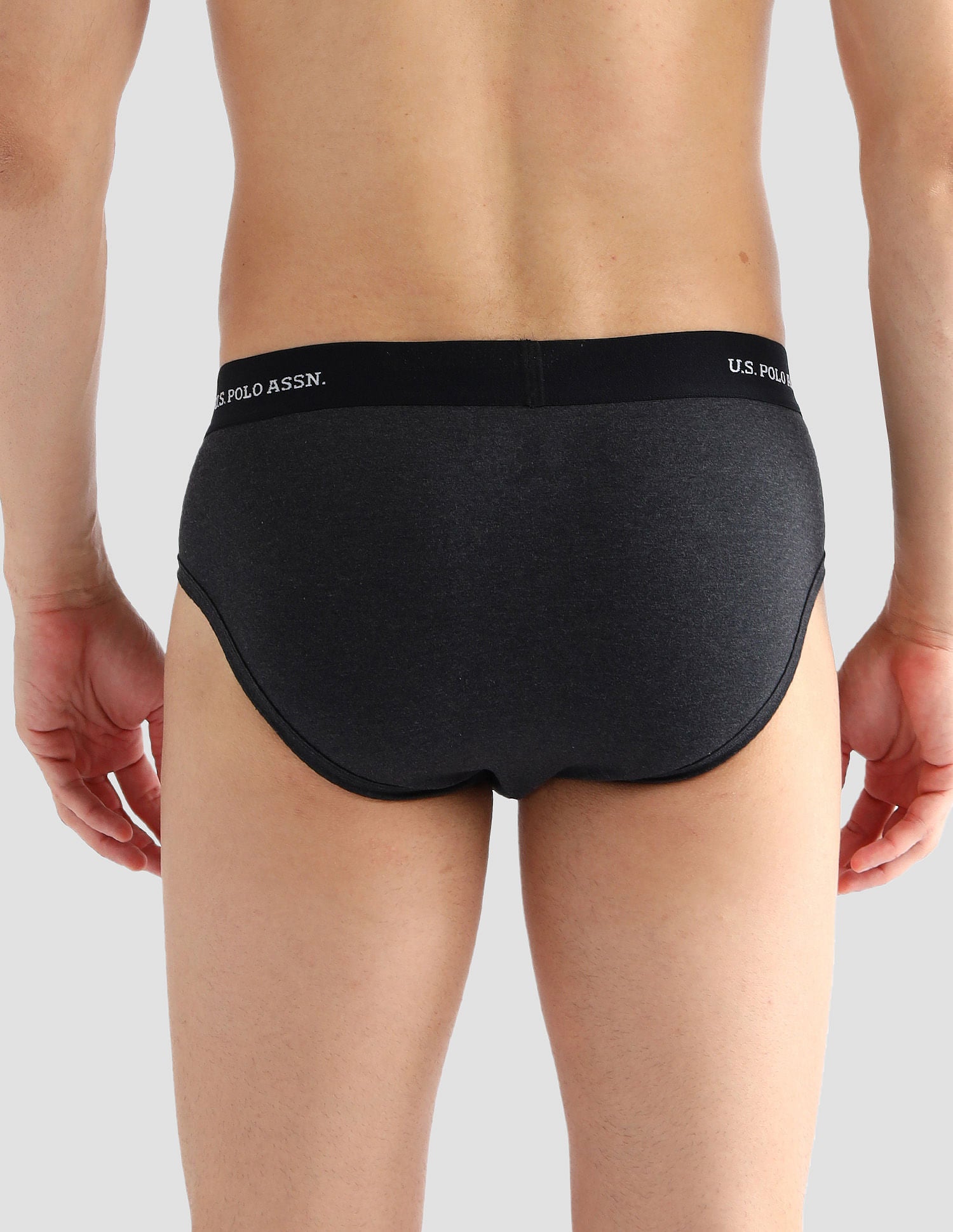 Elasticized Waist Solid OEB13 Briefs - Pack Of 3 Navy, Grey and purple - U.S. POLO ASSN. | Large