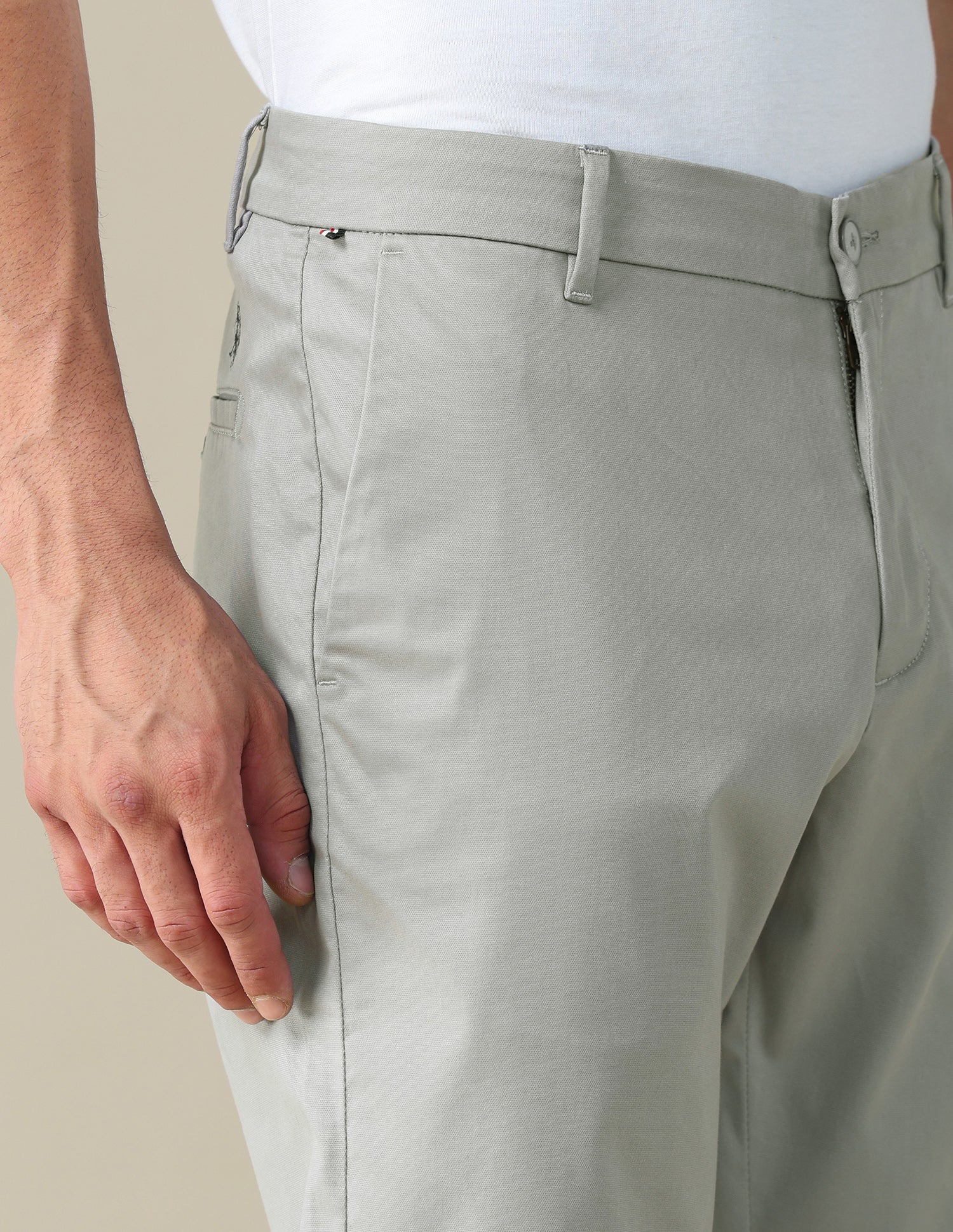 Textured Dobby Trousers Light Grey - U.S. POLO ASSN. | Large