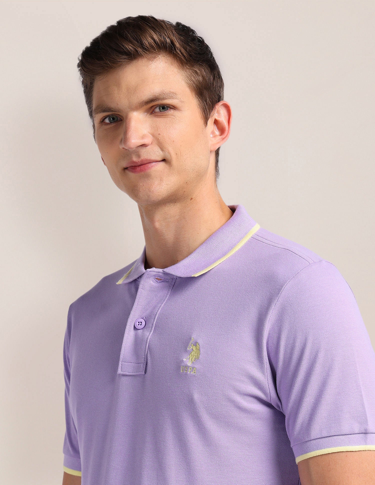 Solid Slim Fit Polo Shirt Lavender - U.S. Polo Assn. India | Large