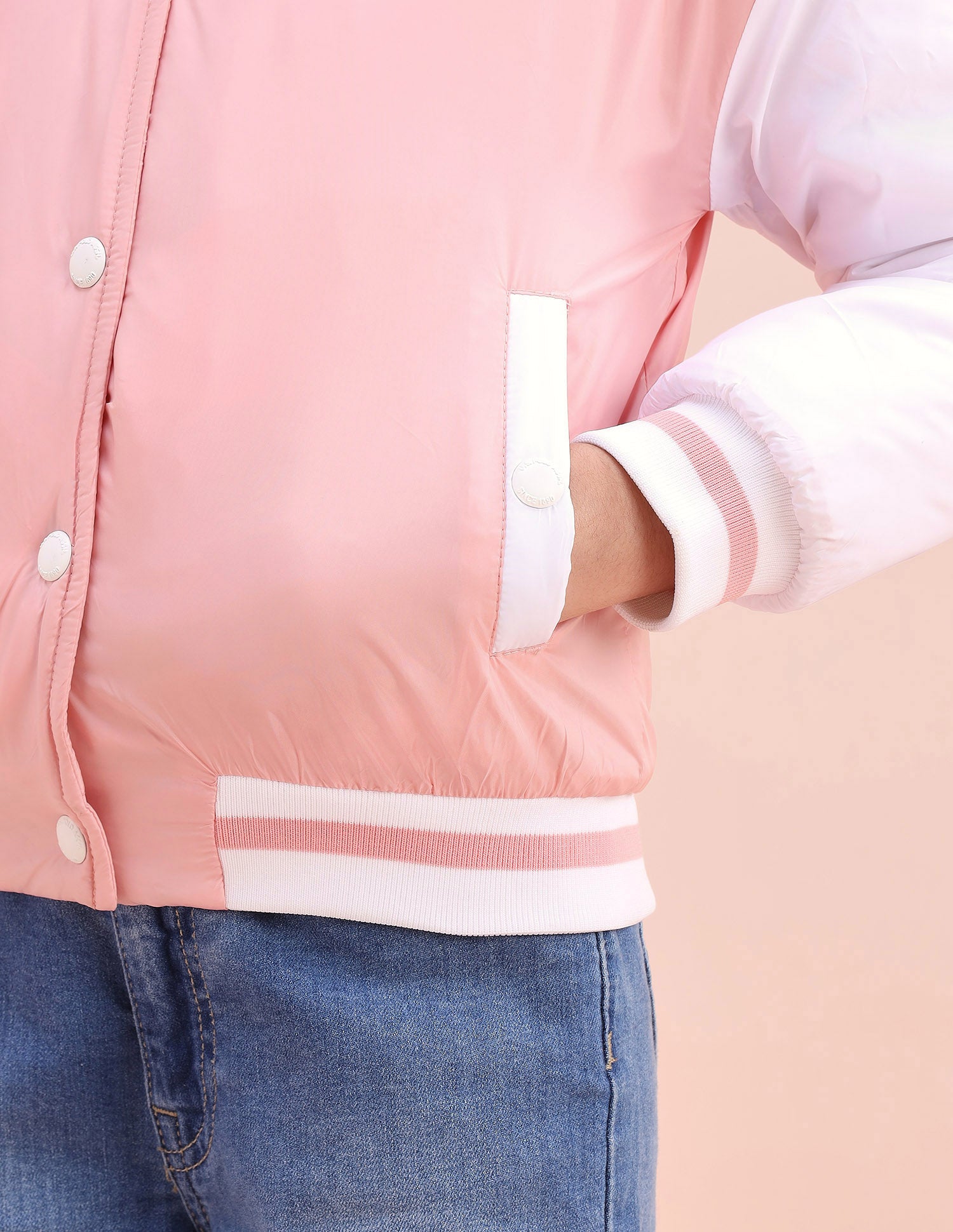 Colourblocked Regular Fit Varsity Jacket Light Peach - U.S. POLO ASSN. | Large