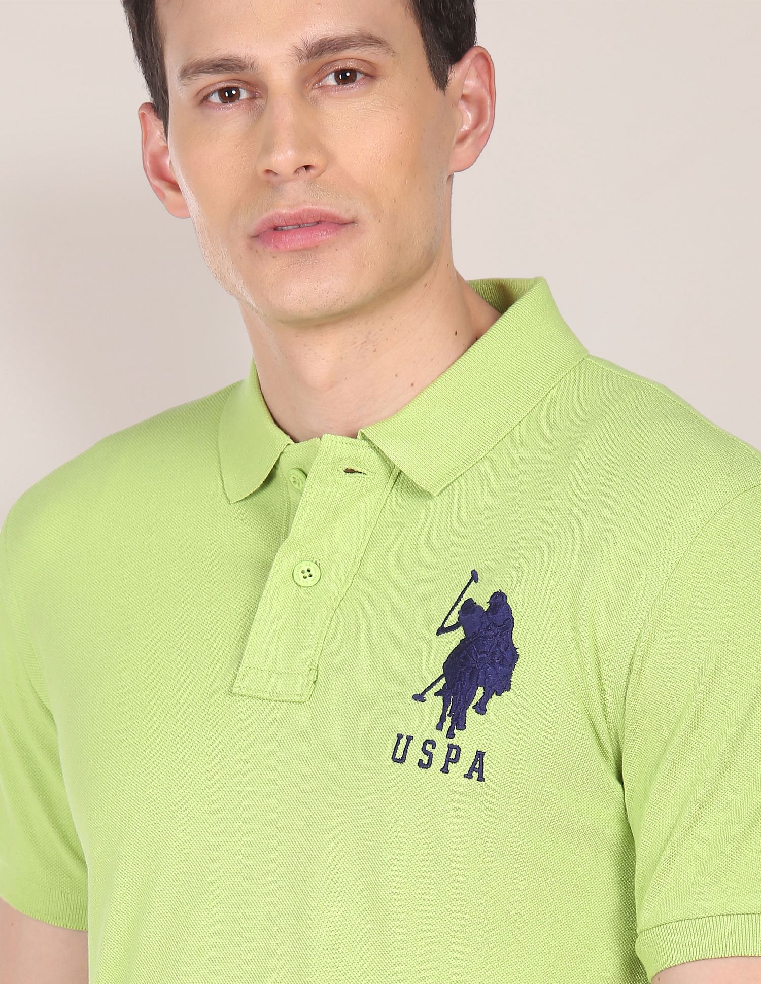 Compact Cotton Logo Polo Shirt Green - U.S. POLO ASSN. | Large