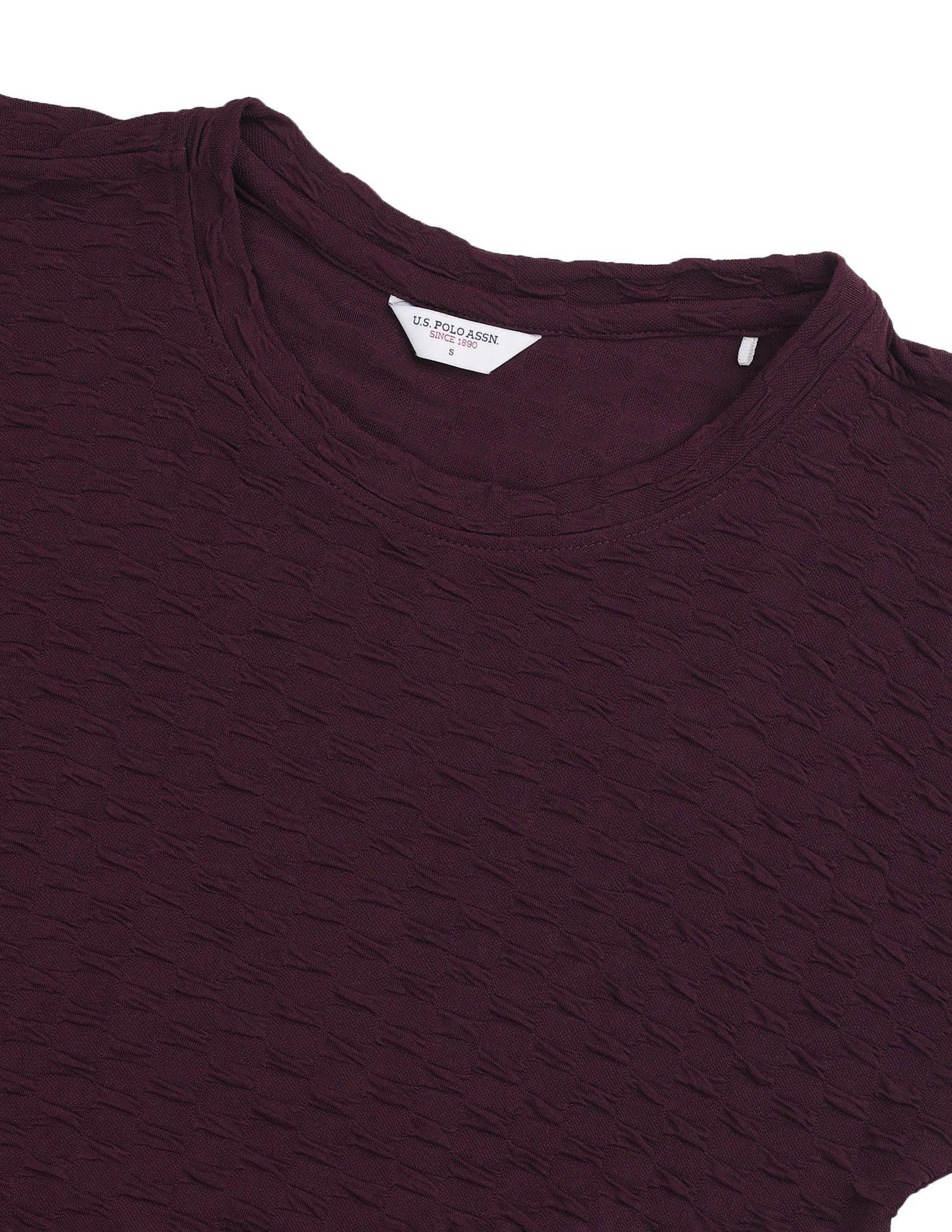 Textured Midi Shift Dress Plum - U.S. Polo Assn. India | Large