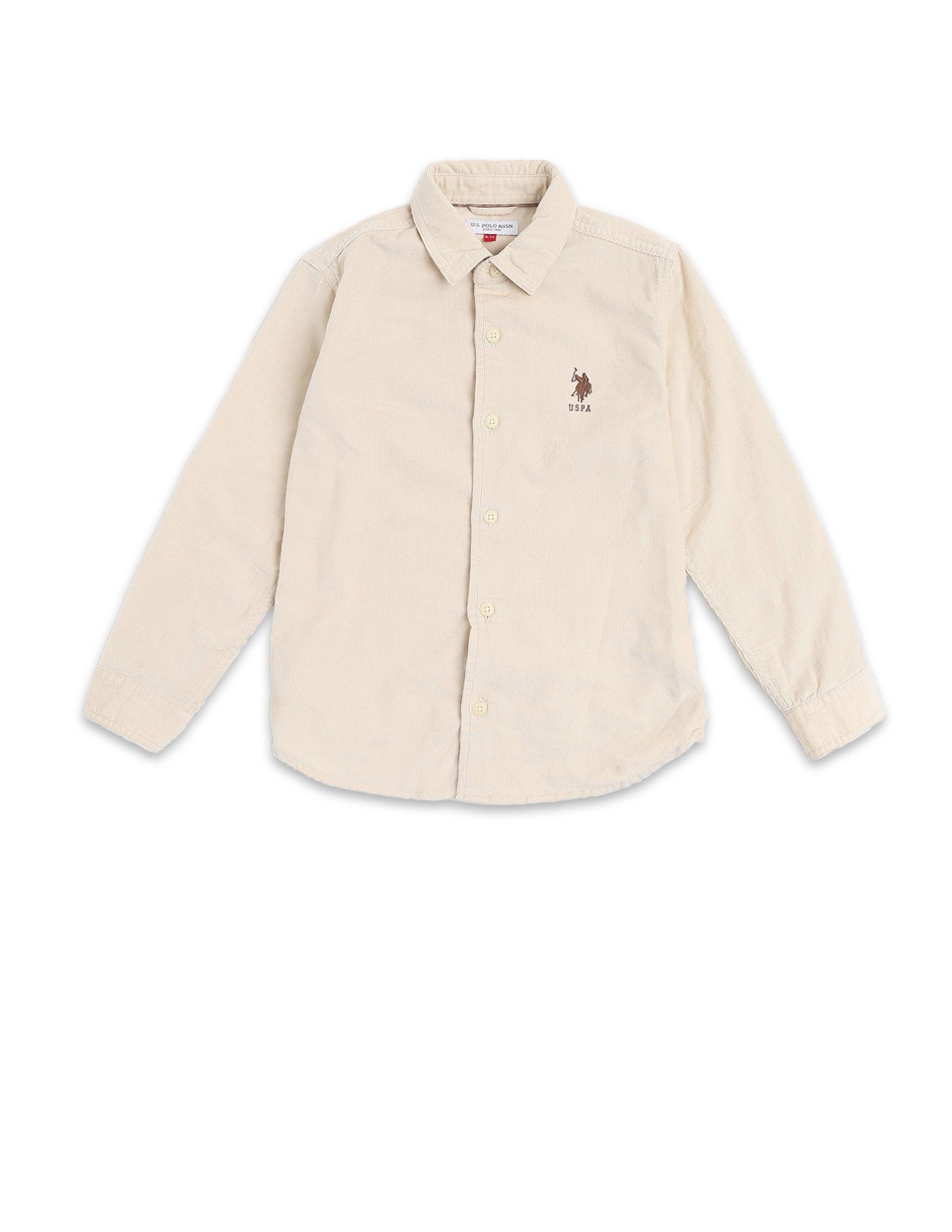 Boys Corduroy Regular Fit Shirt Off White - U.S. POLO ASSN. | Large
