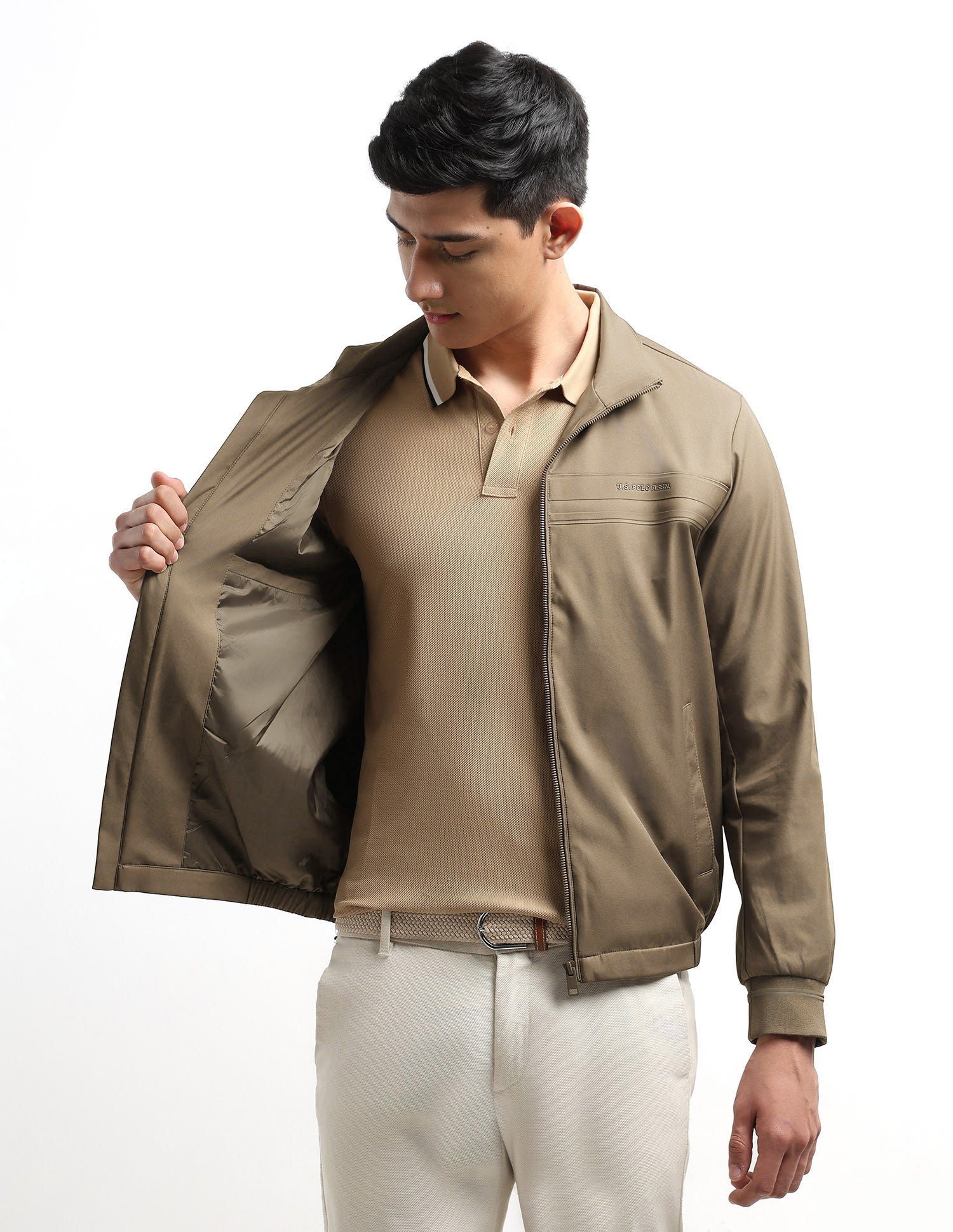 Solid Regular Fit Jacket Brown - U.S. POLO ASSN. | Large