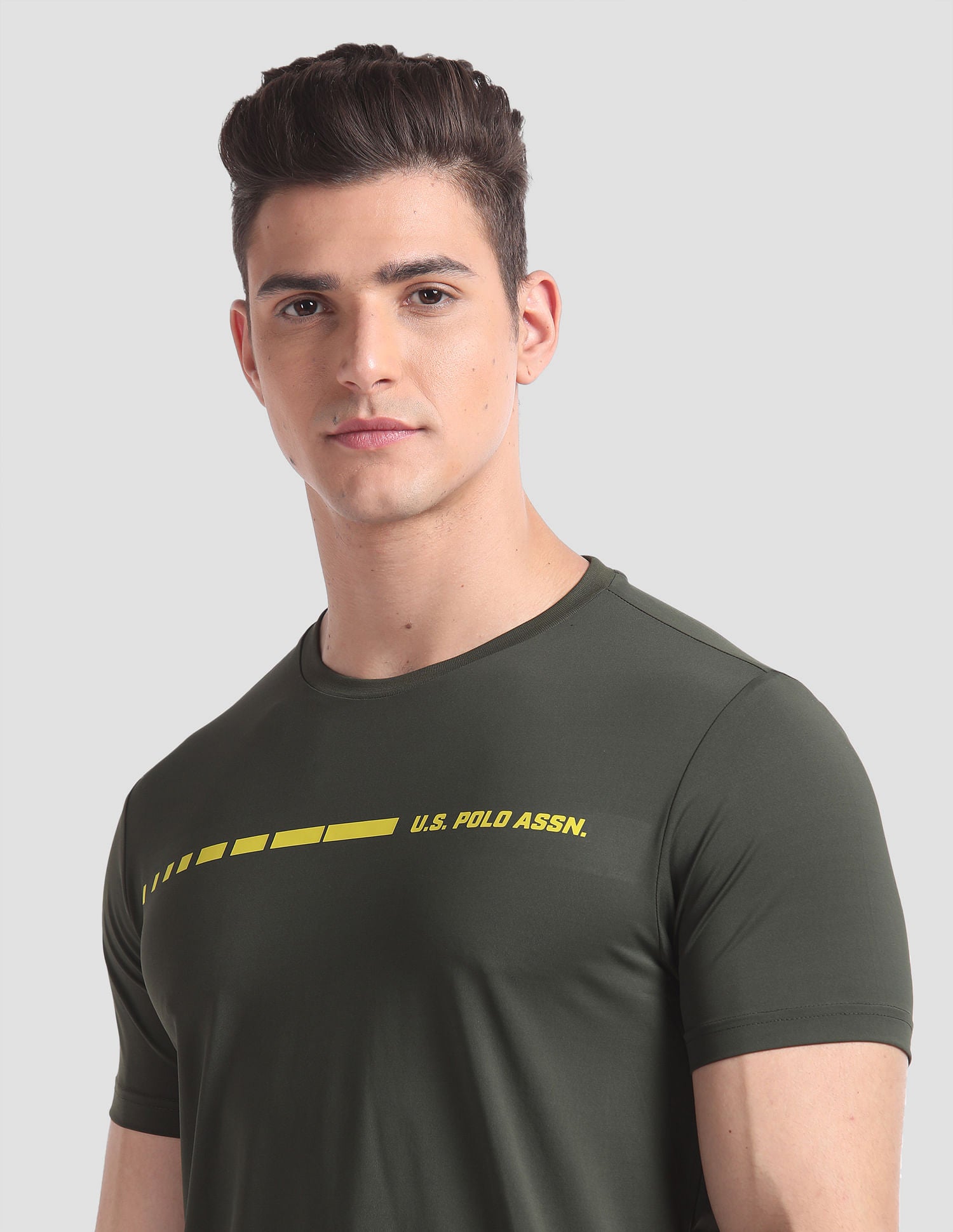 Small Brand Print AE001 Lounge T-Shirt - Pack Of 1 Olive - U.S. POLO ASSN. | Large