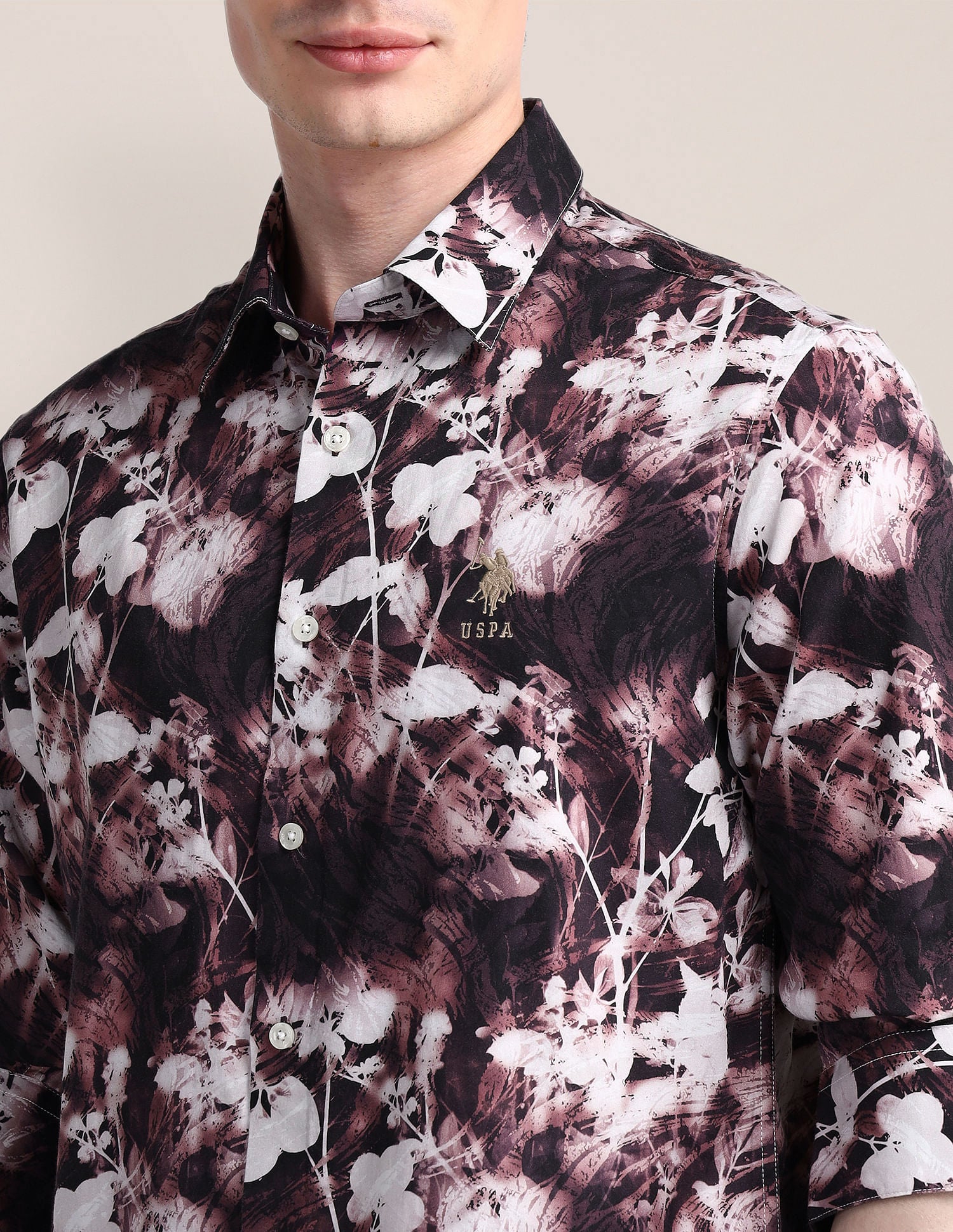 Tailored Fit Floral Print Shirt Red - U.S. Polo Assn. India | Large