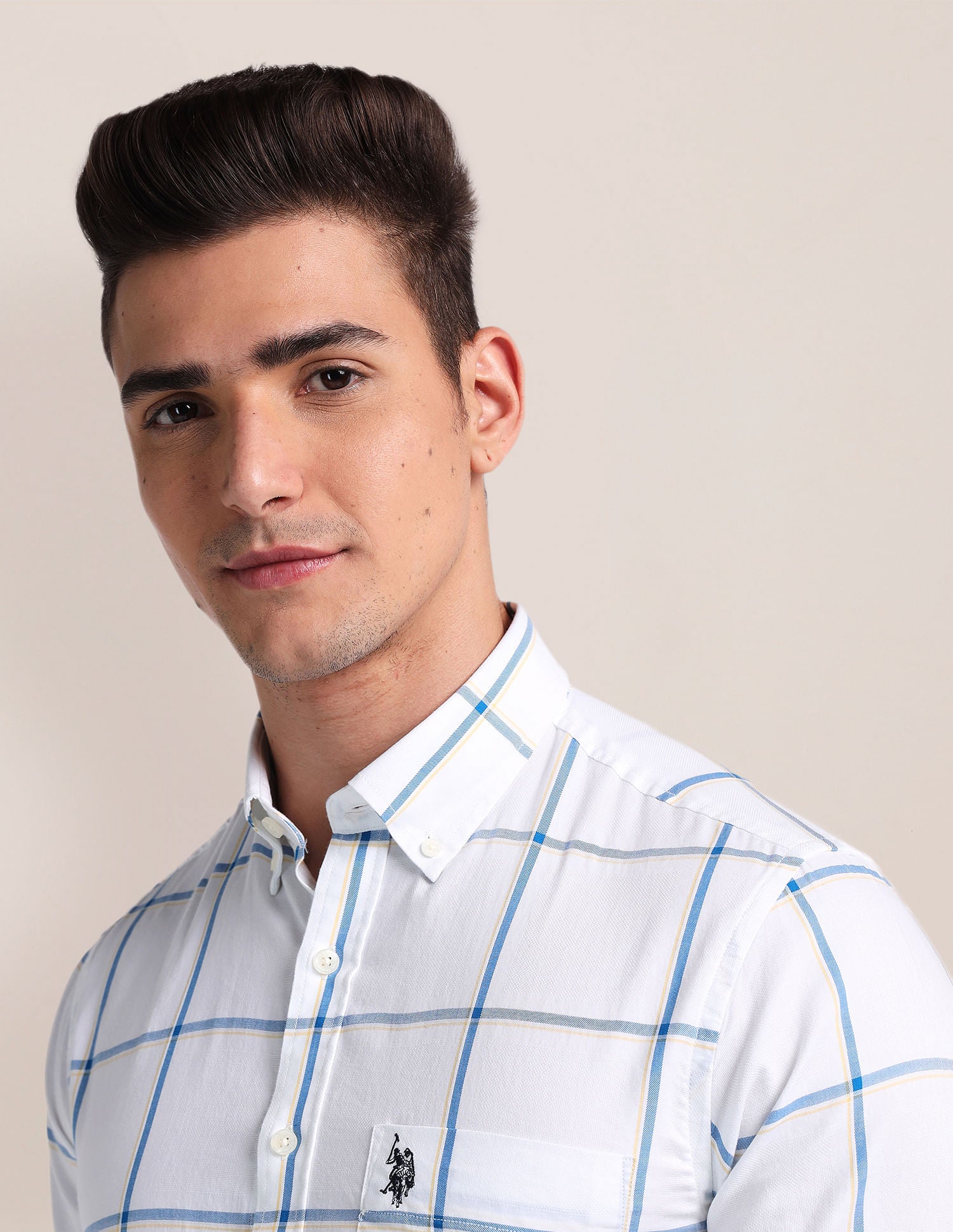 Windowpane Check Dobby Shirt White - U.S. Polo Assn. India | Large