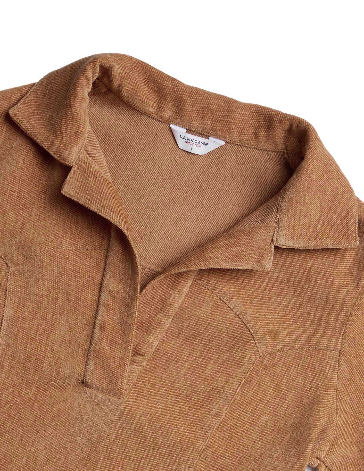 Textured Polo Collar Mini Dress Brown - U.S. POLO ASSN. | Large