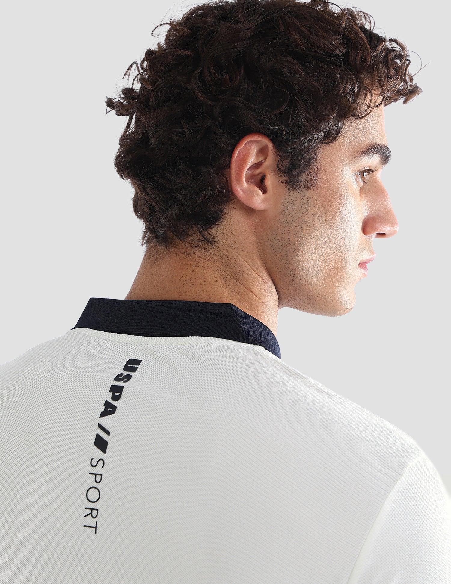 Solid Slim Fit Active Polo Shirt Off White - U.S. Polo Assn. India | Large