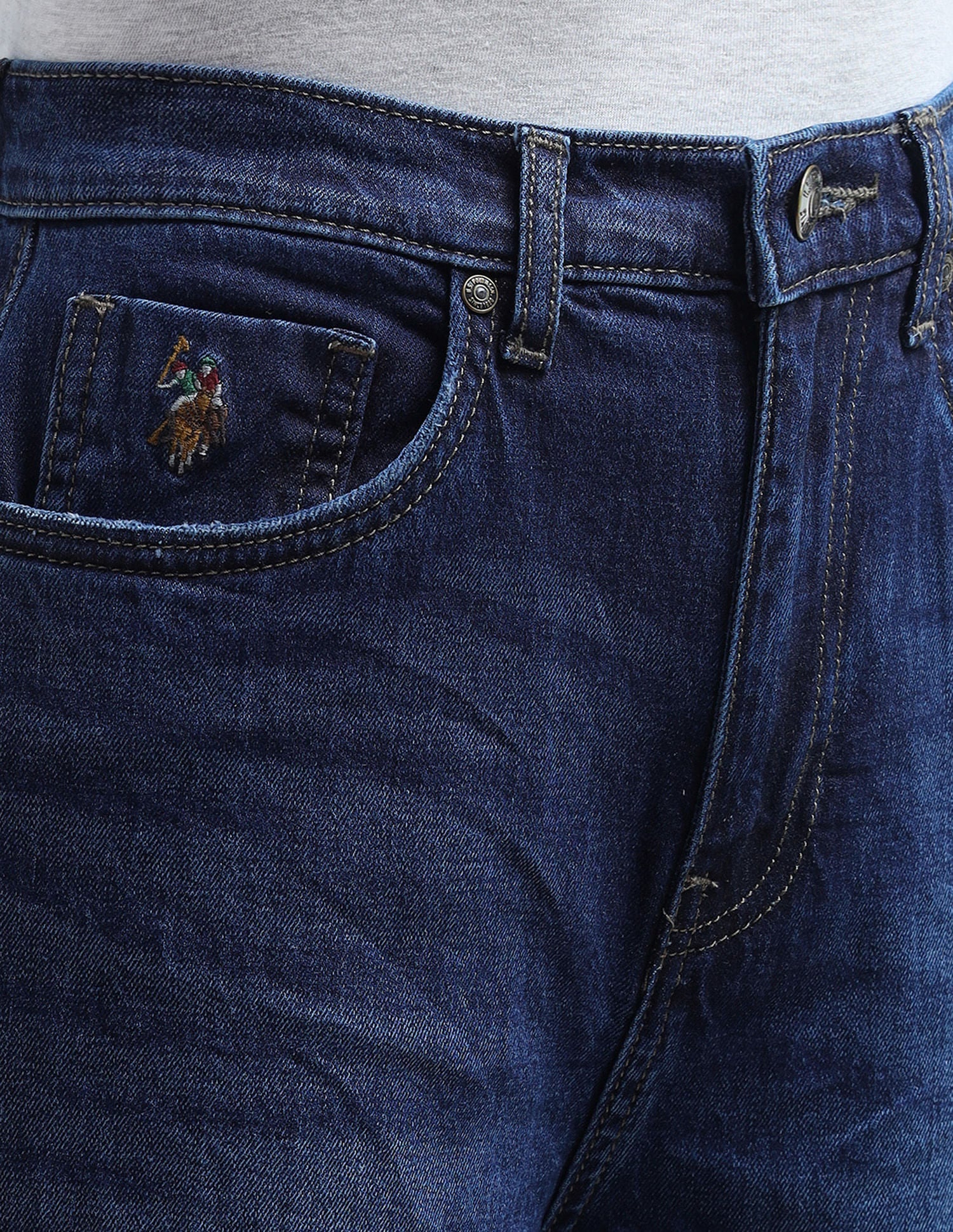 High Rise Wide Leg Jeans Dark Blue - U.S. POLO ASSN. | Large