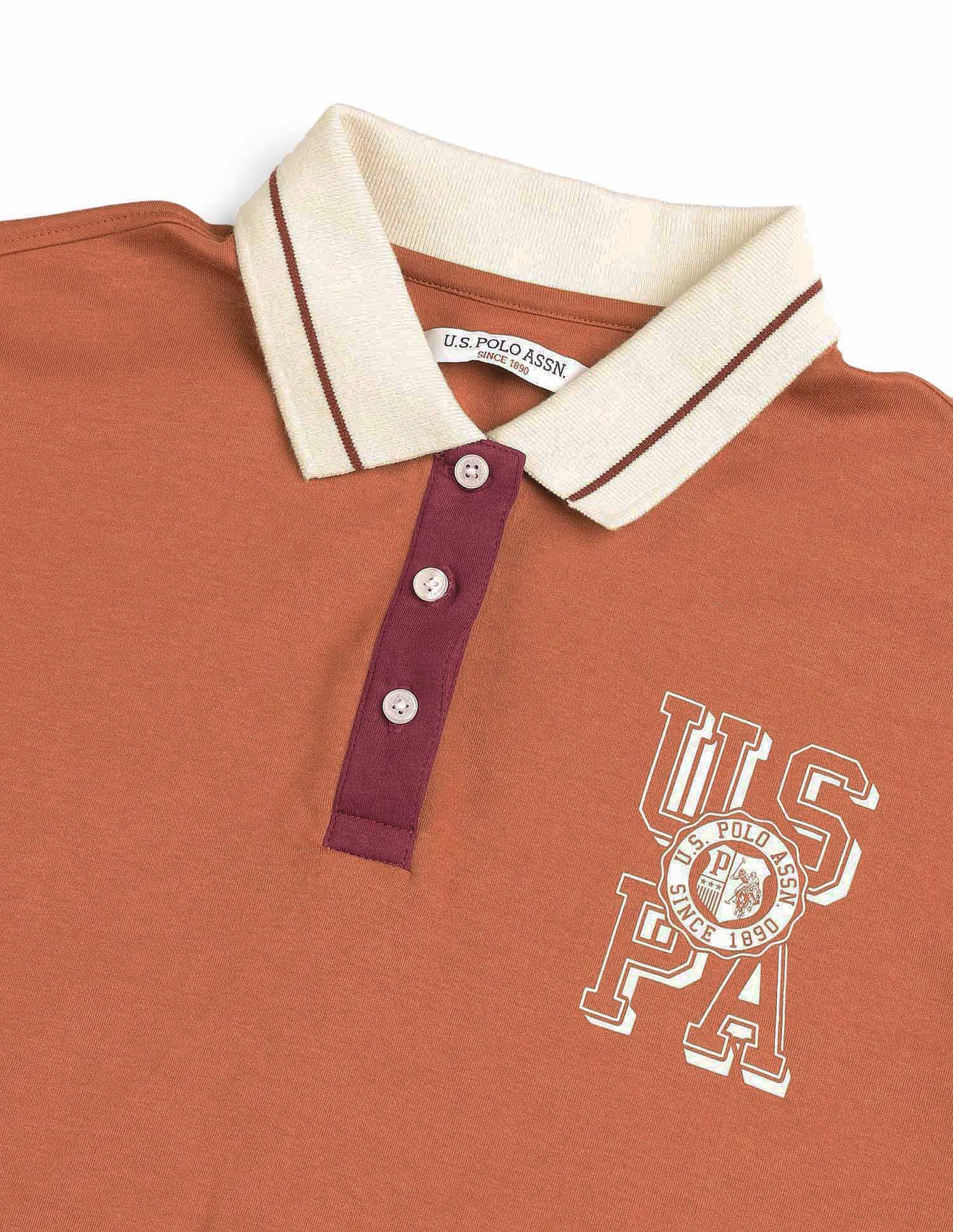 Oversized Fit Solid Polo Shirt Rust - U.S. POLO ASSN. | Large