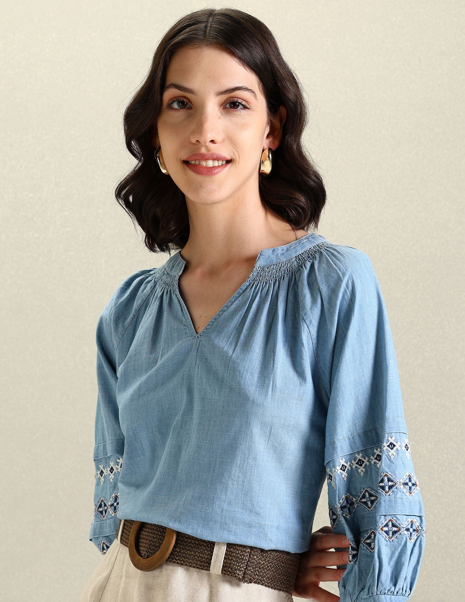 Denim Embroidery Top Blue - U.S. Polo Assn. India | Large