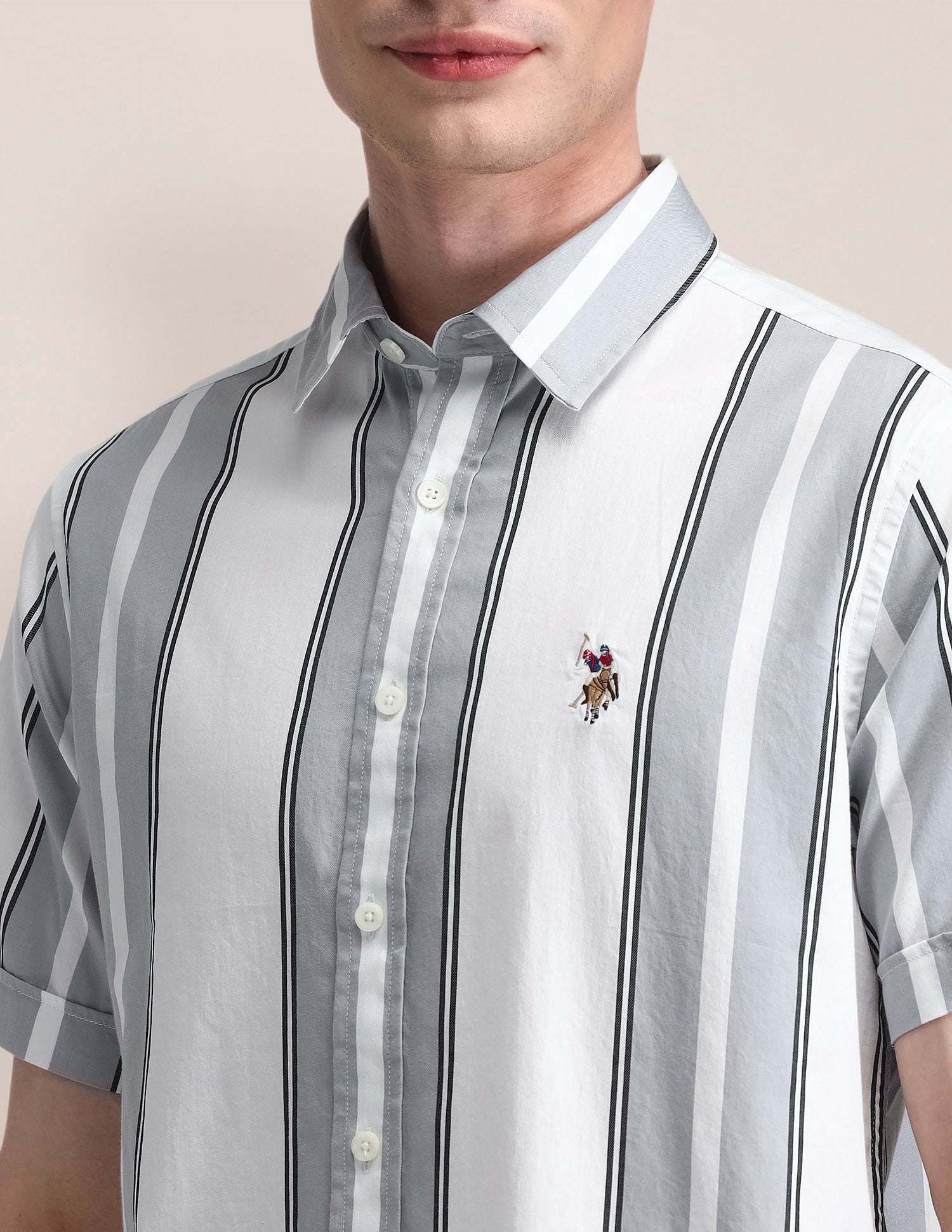 Vertical Striped Twill Shirt Grey - U.S. POLO ASSN. | Large
