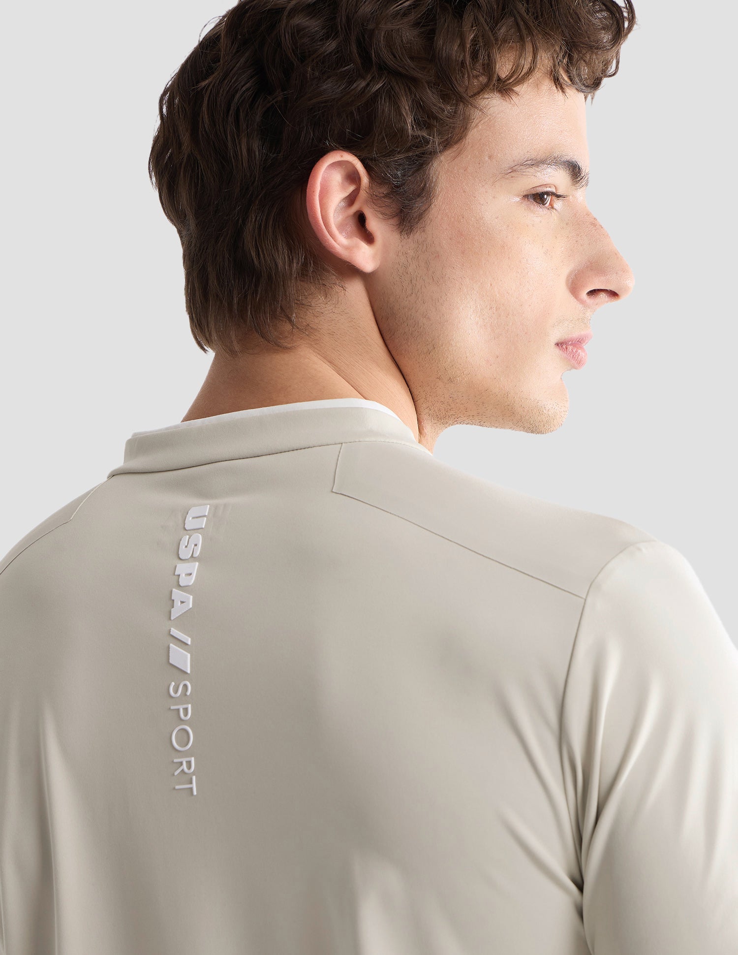 Solid Slim Fit Active Polo Shirt Beige - U.S. Polo Assn. India | Large