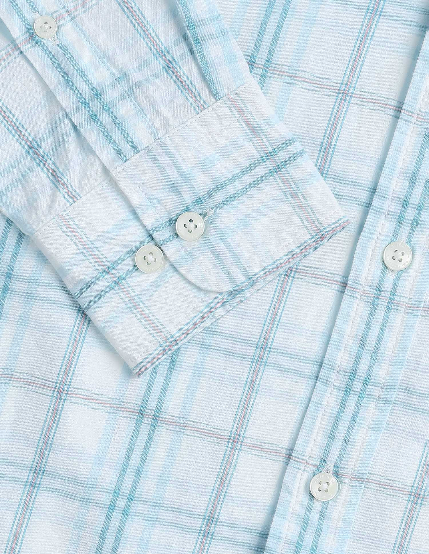 Seersucker Tailored Fit Shirt Light Blue - U.S. Polo Assn. India | Large