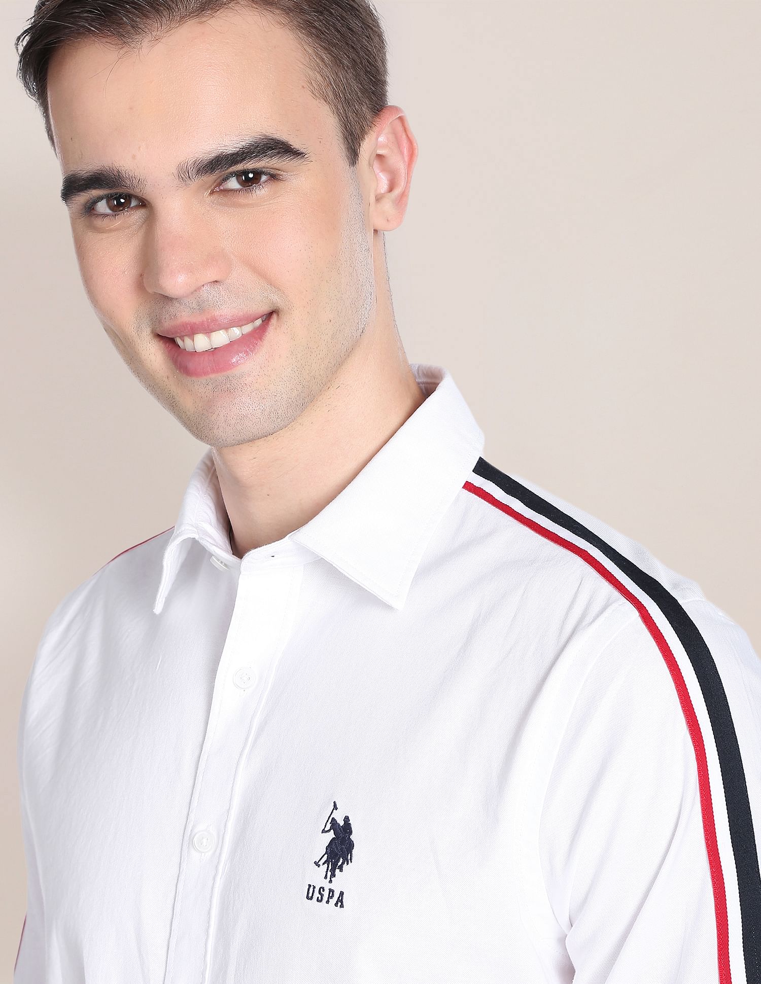 Oxford Stretch Solid Shirt White - U.S. Polo Assn. India | Large
