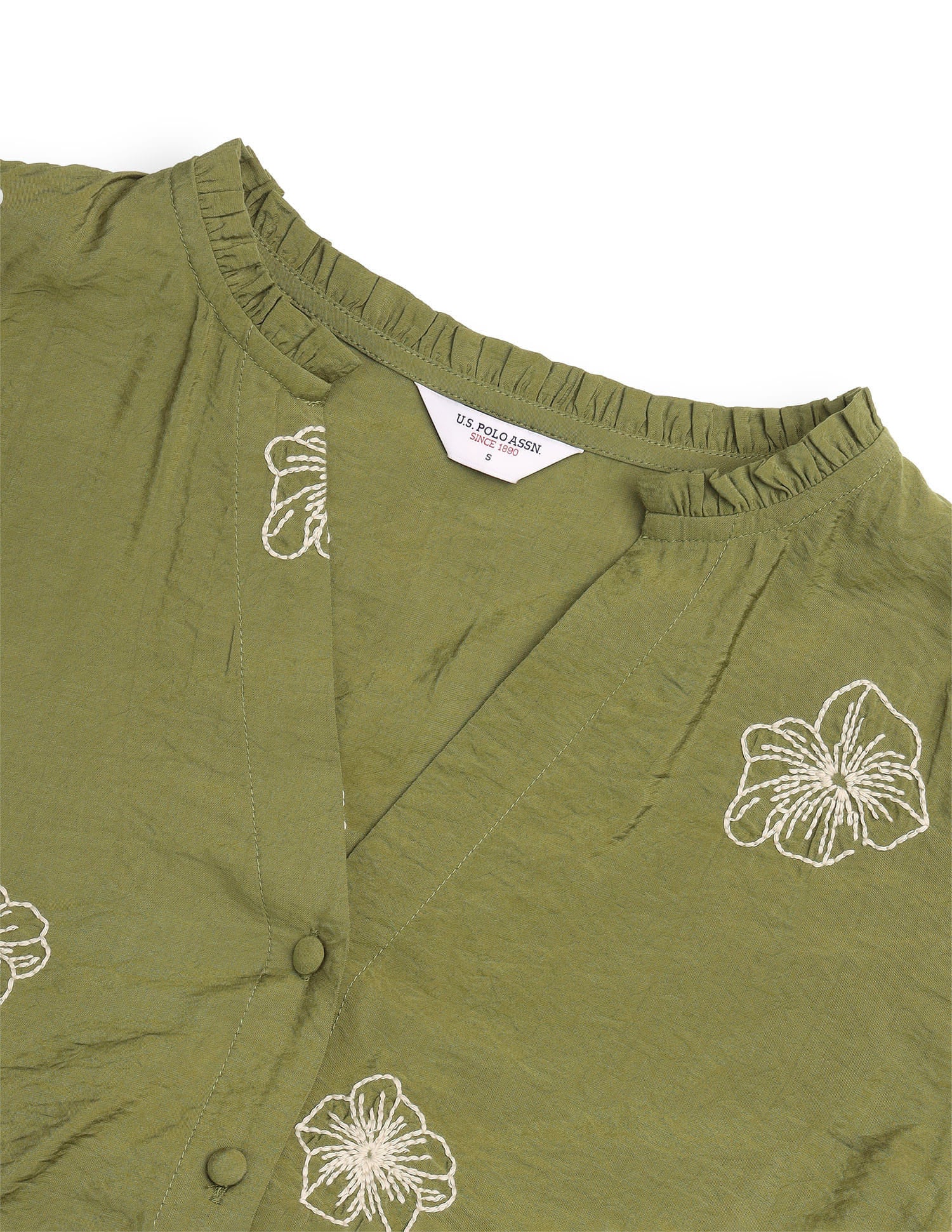 Floral Embroidered Top Green - U.S. Polo Assn. India | Large