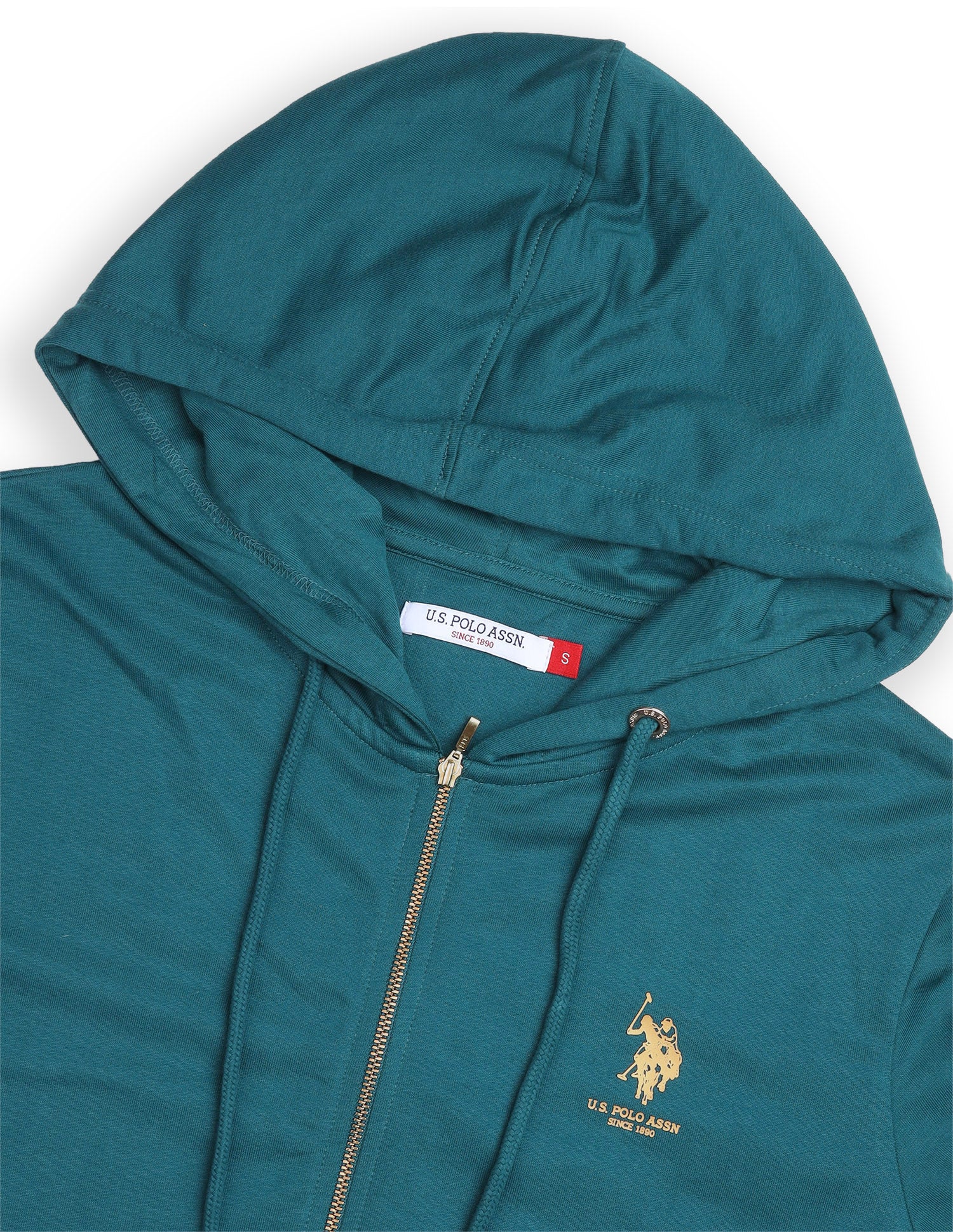 Solid Regular Fit Zipper Sweatshirt Teal - U.S. Polo Assn. India | Large