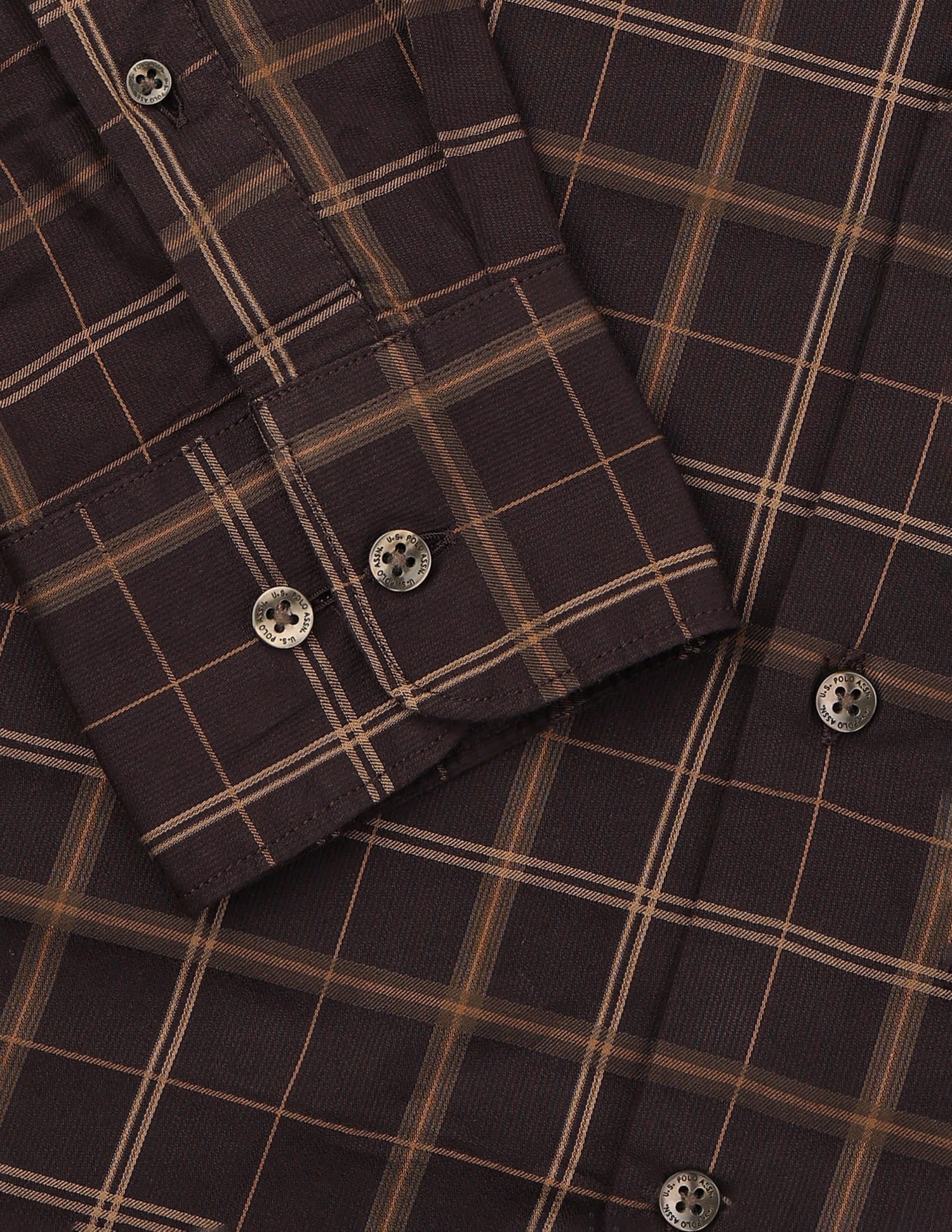 Grid Tattersall Checked Tailored Fit Shirt Brown - U.S. Polo Assn. India | Large