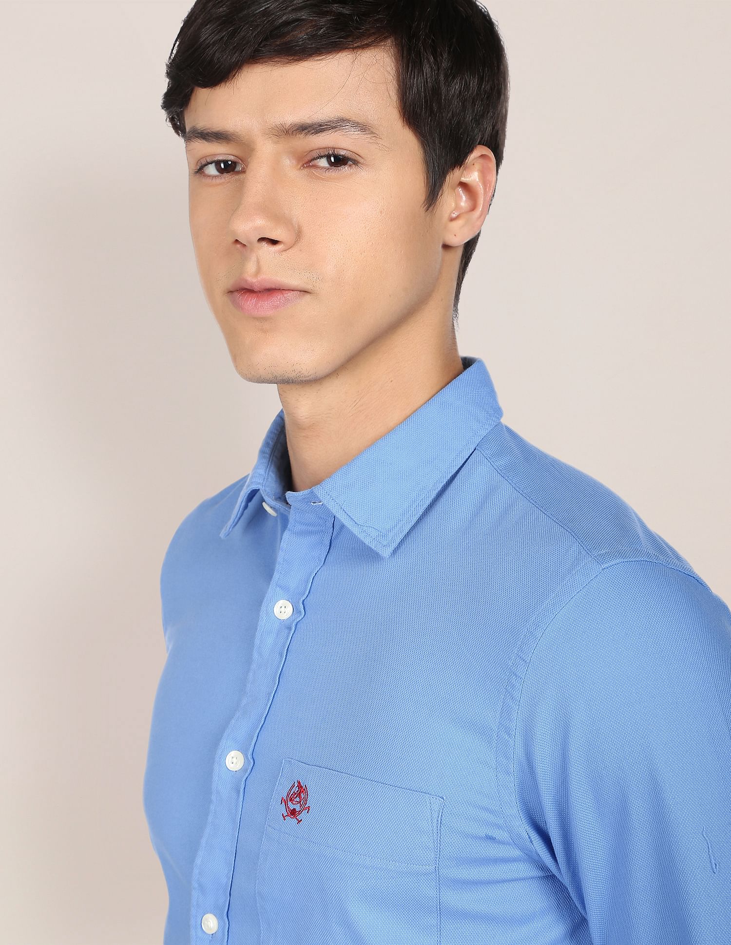 Dobby Weave Solid Casual Shirt Carolina Blue - U.S. POLO ASSN. | Large