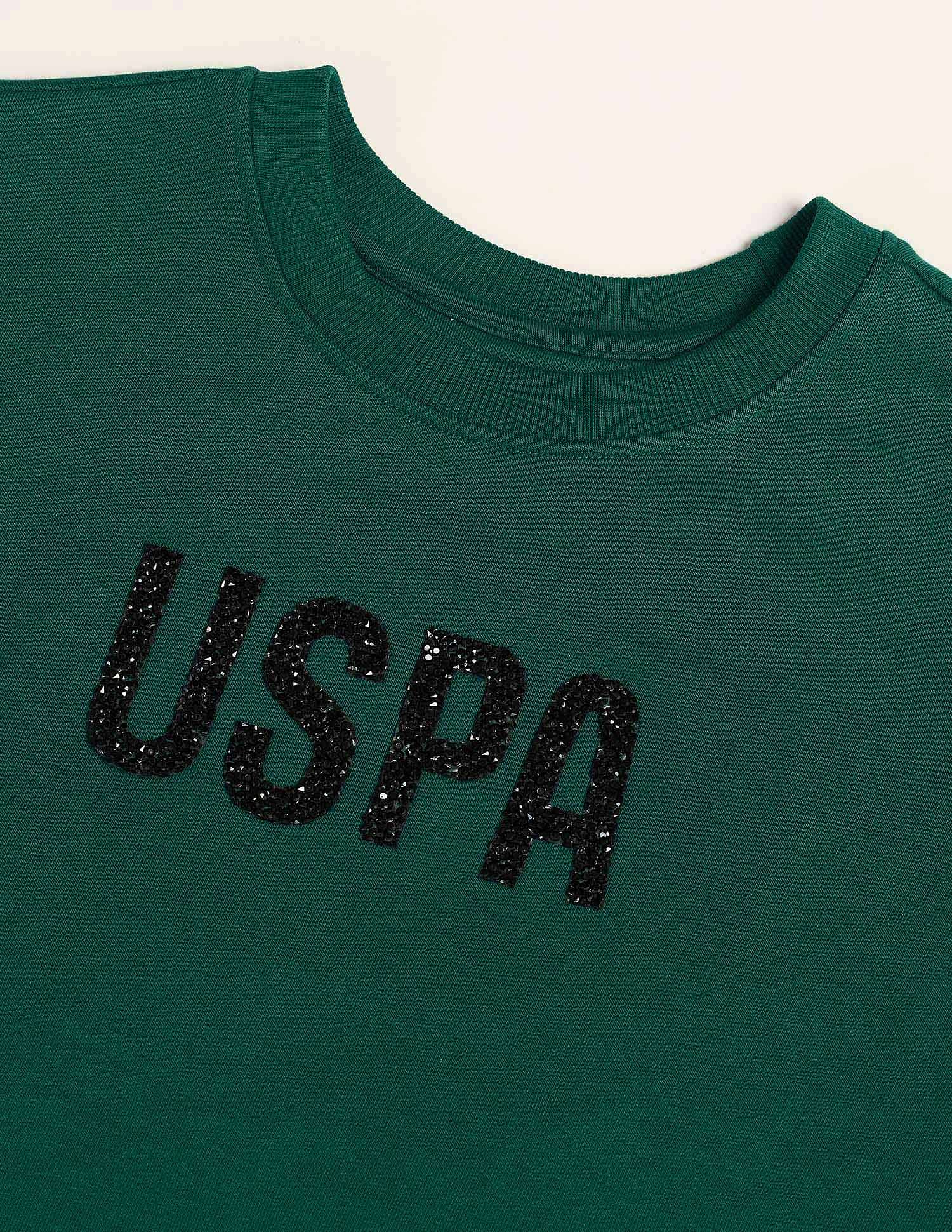 Drop Shoulder Tipped Sweatshirt Dark Green - U.S. POLO ASSN. | Large