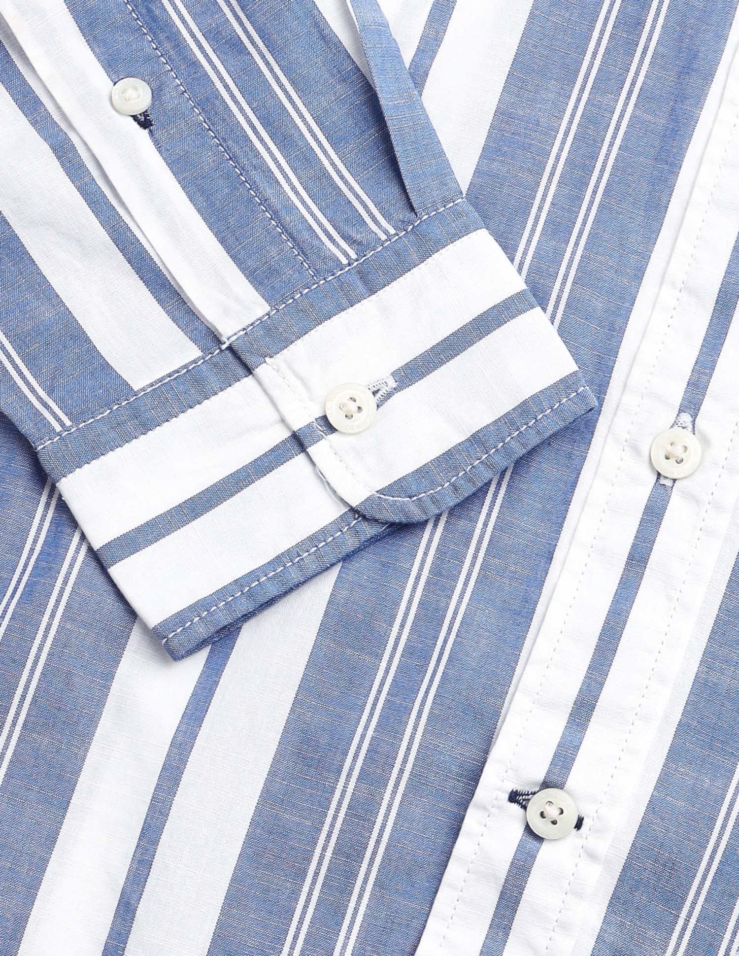 Vertical Striped Regular Fit Shirt Blue - U.S. Polo Assn. India | Large