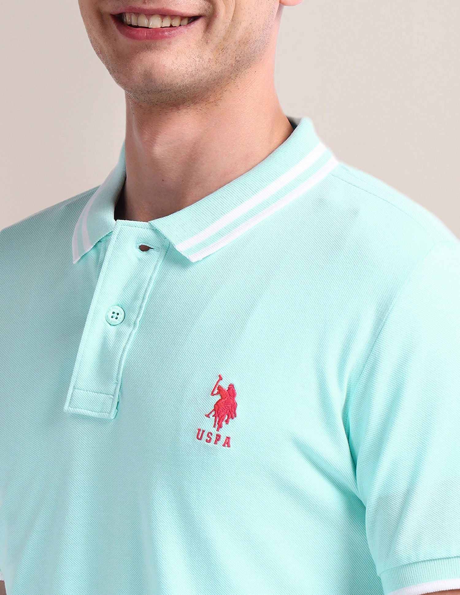 Solid Slim Fit Polo Shirt Blue - U.S. Polo Assn. India | Large
